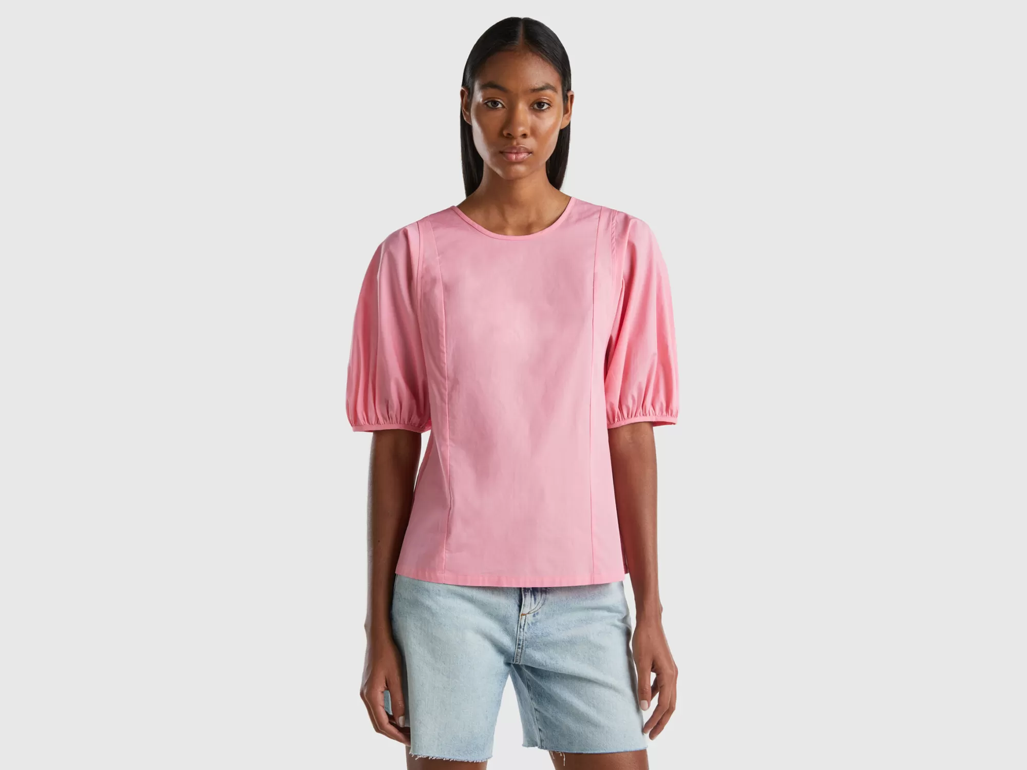 Benetton Blusa Con Mangas Abullonadas-Mujer Camisas Y Blusas