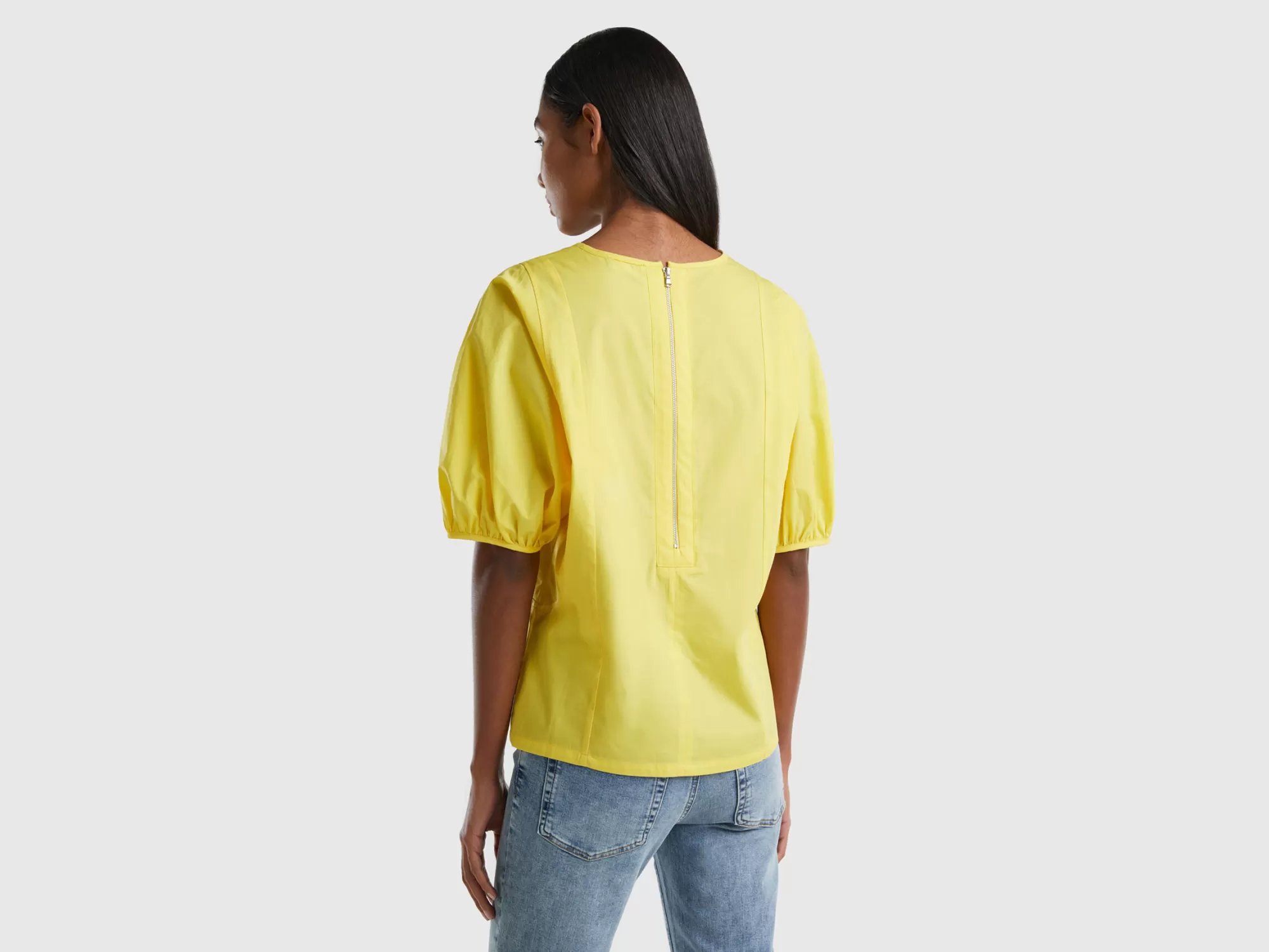 Benetton Blusa Con Mangas Abullonadas-Mujer Camisas Y Blusas