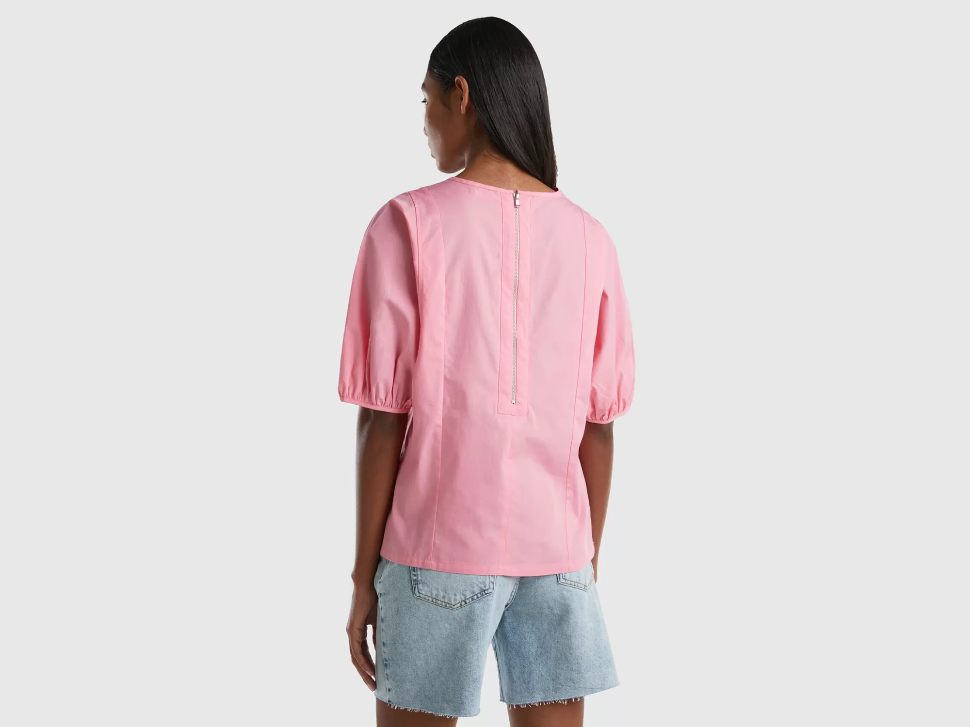 Benetton Blusa Con Mangas Abullonadas-Mujer Camisas Y Blusas