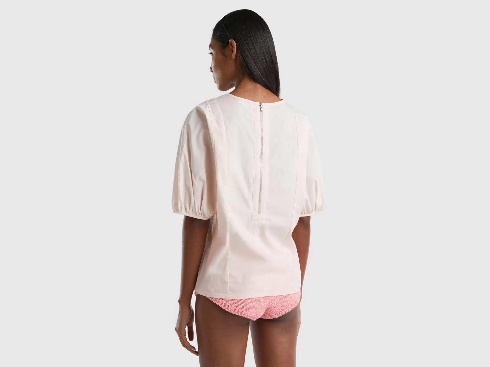 Benetton Blusa Con Mangas Abullonadas-Mujer Camisas Y Blusas