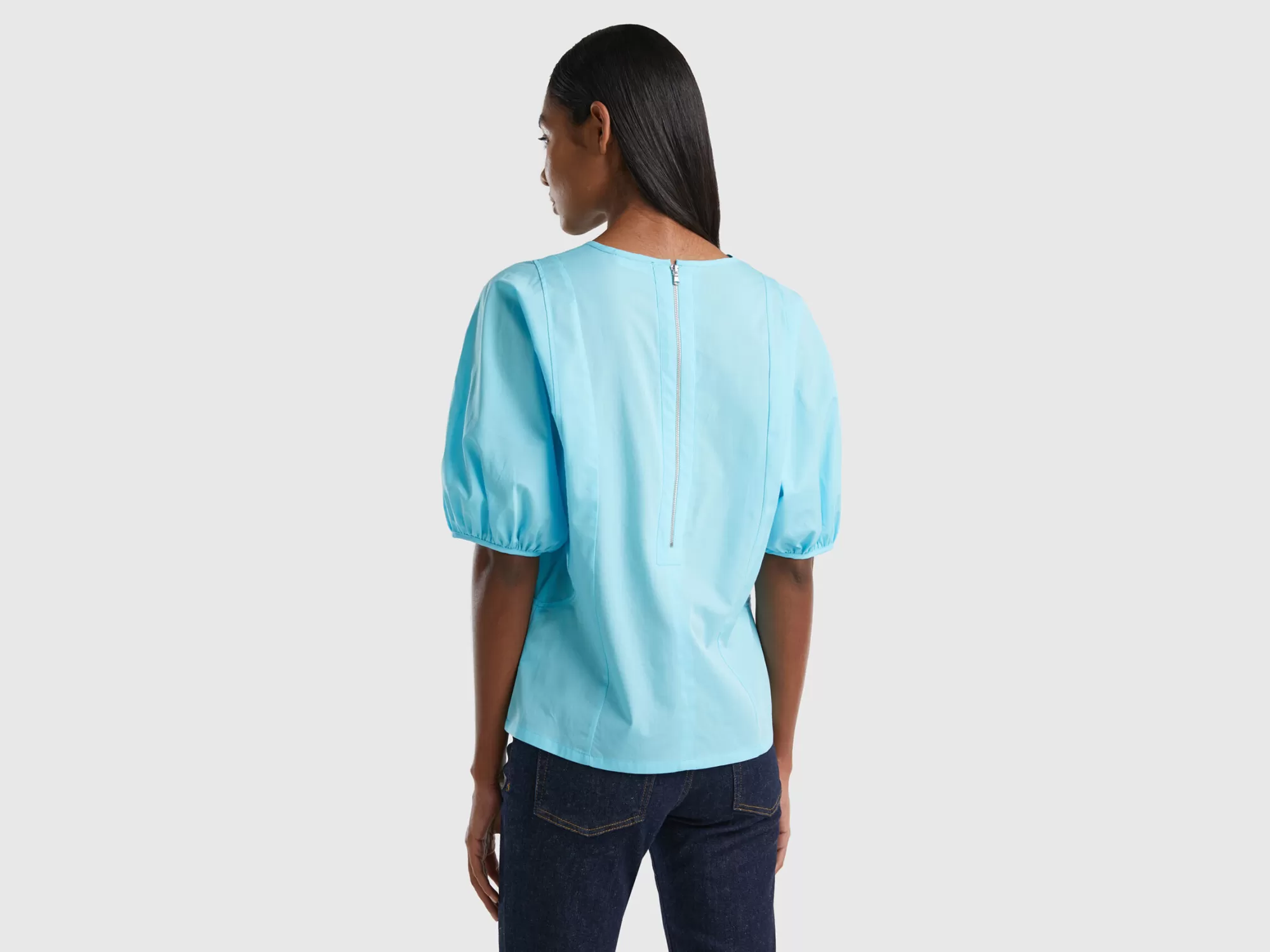 Benetton Blusa Con Mangas Abullonadas-Mujer Camisas Y Blusas