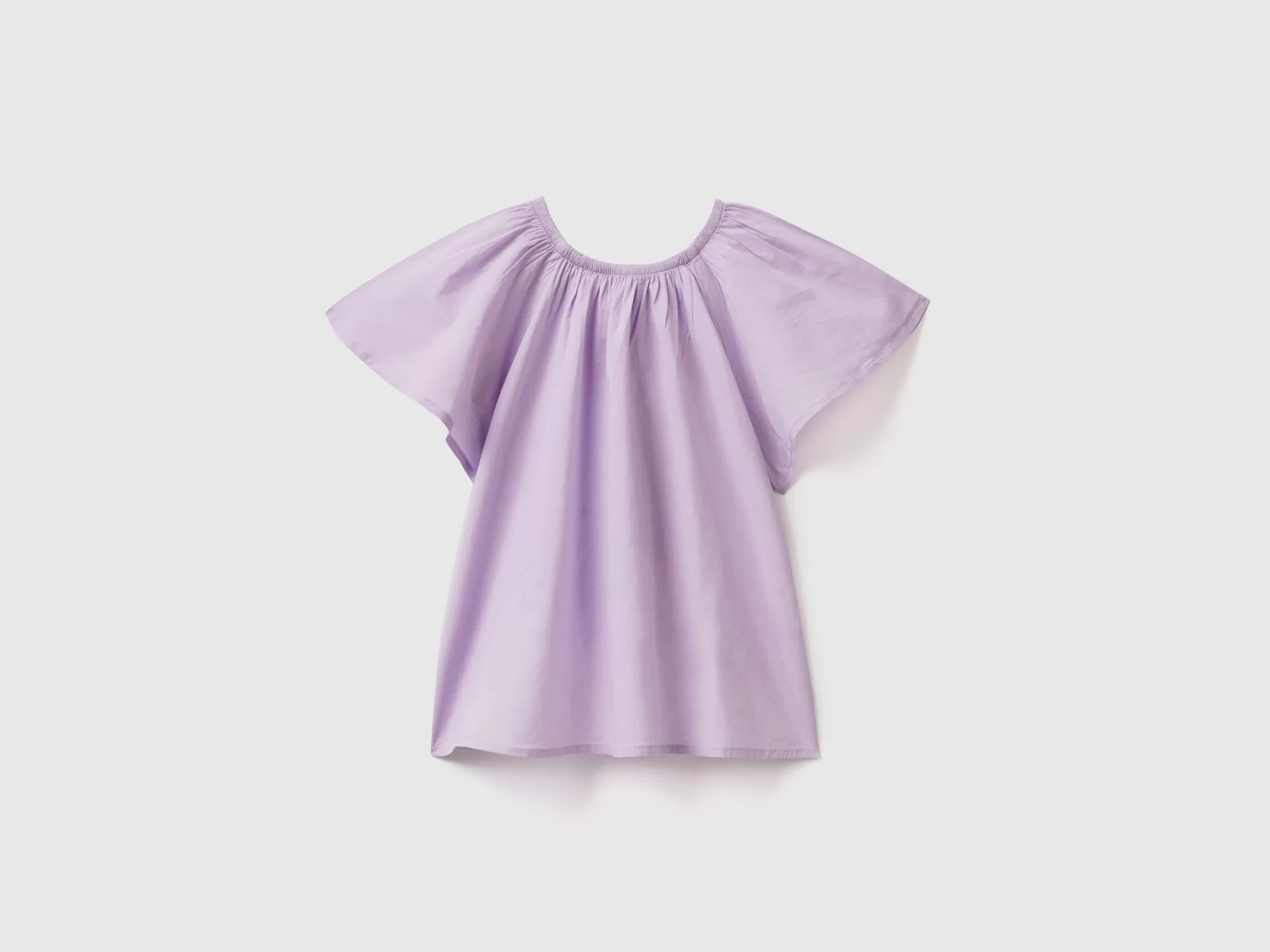 Benetton Blusa De Algodón Con Manga Casquillo-Niños Camisetas Y Camisas