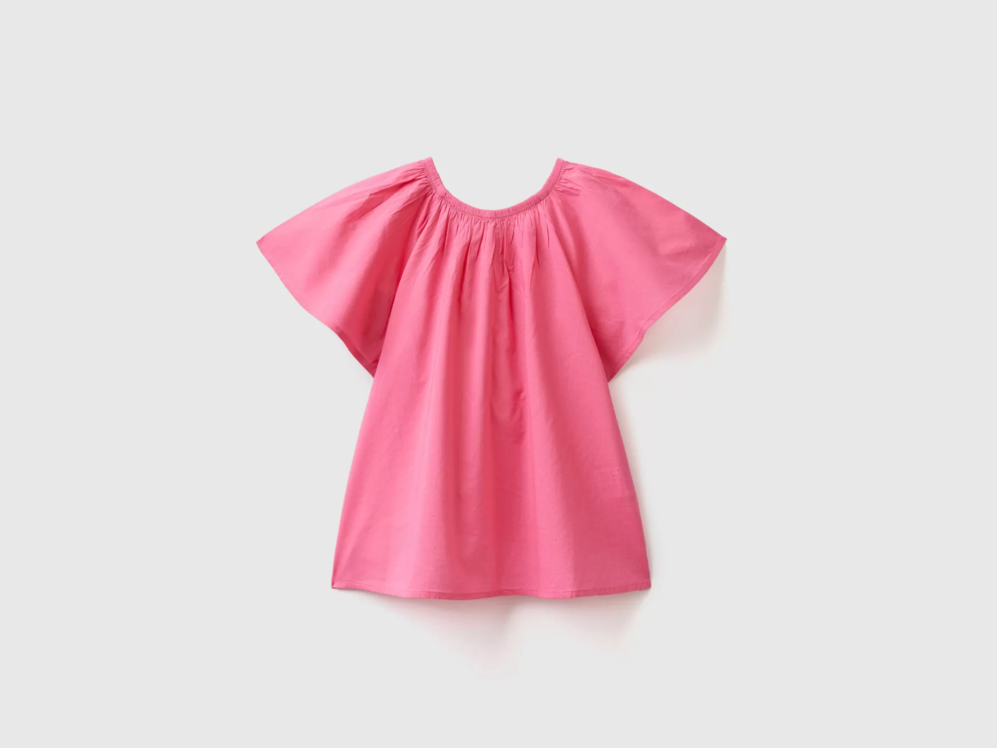 Benetton Blusa De Algodón Con Manga Casquillo-Niños Camisetas Y Camisas