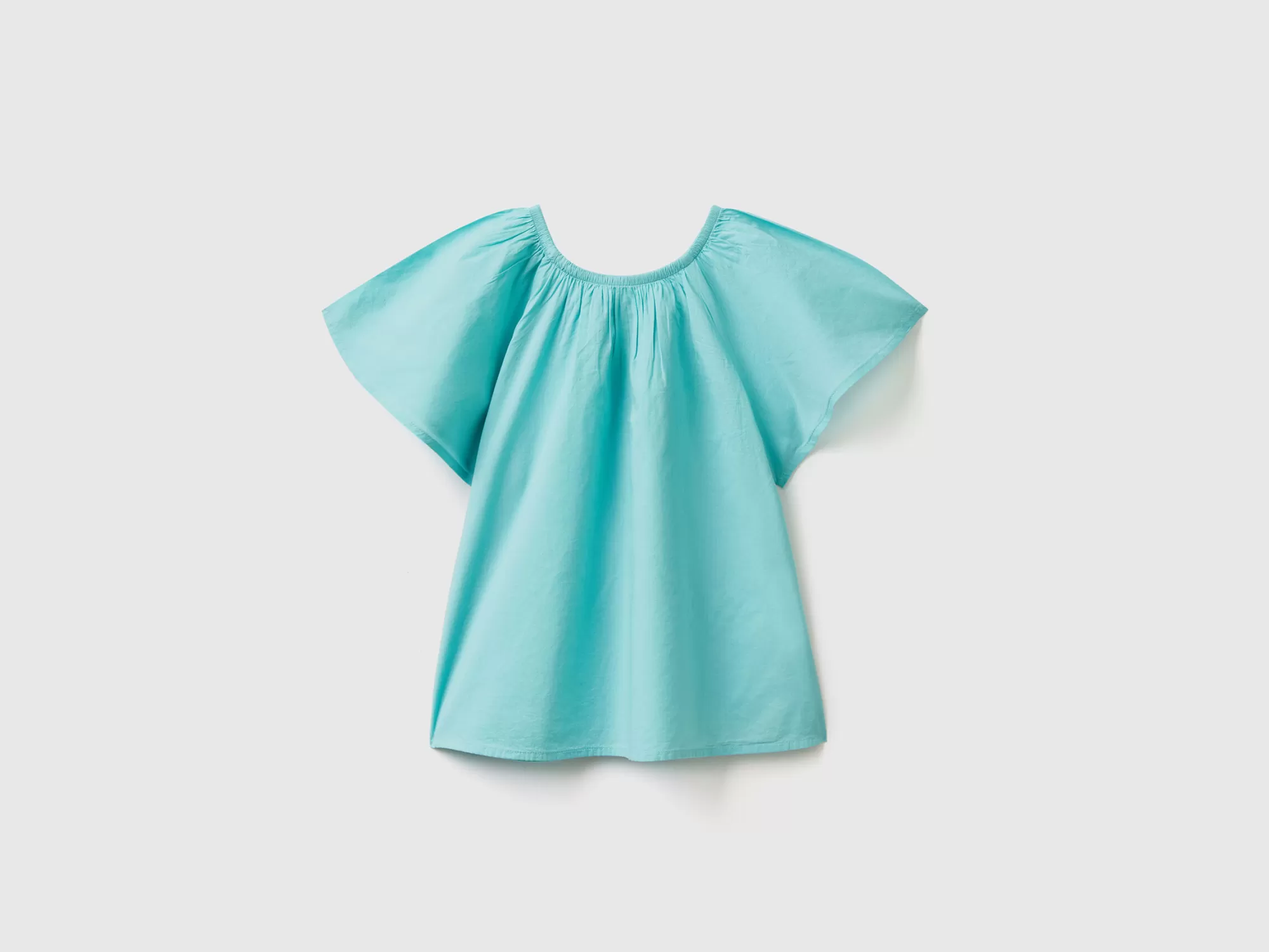 Benetton Blusa De Algodón Con Manga Casquillo-Niños Camisetas Y Camisas