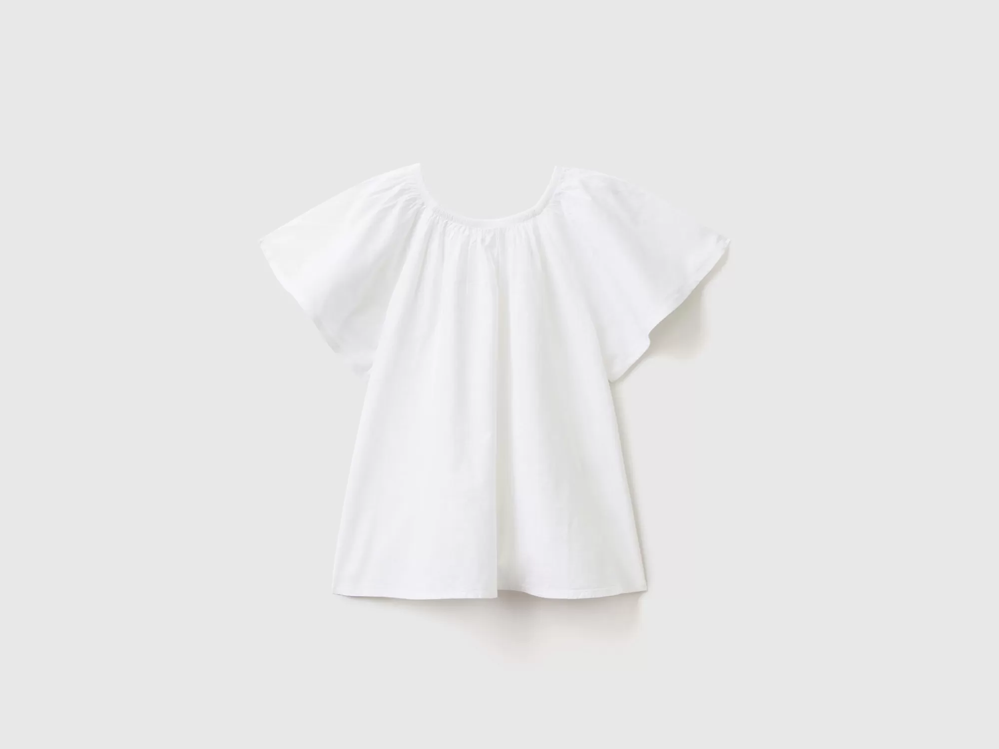 Benetton Blusa De Algodón Con Manga Casquillo-Niños Camisetas Y Camisas