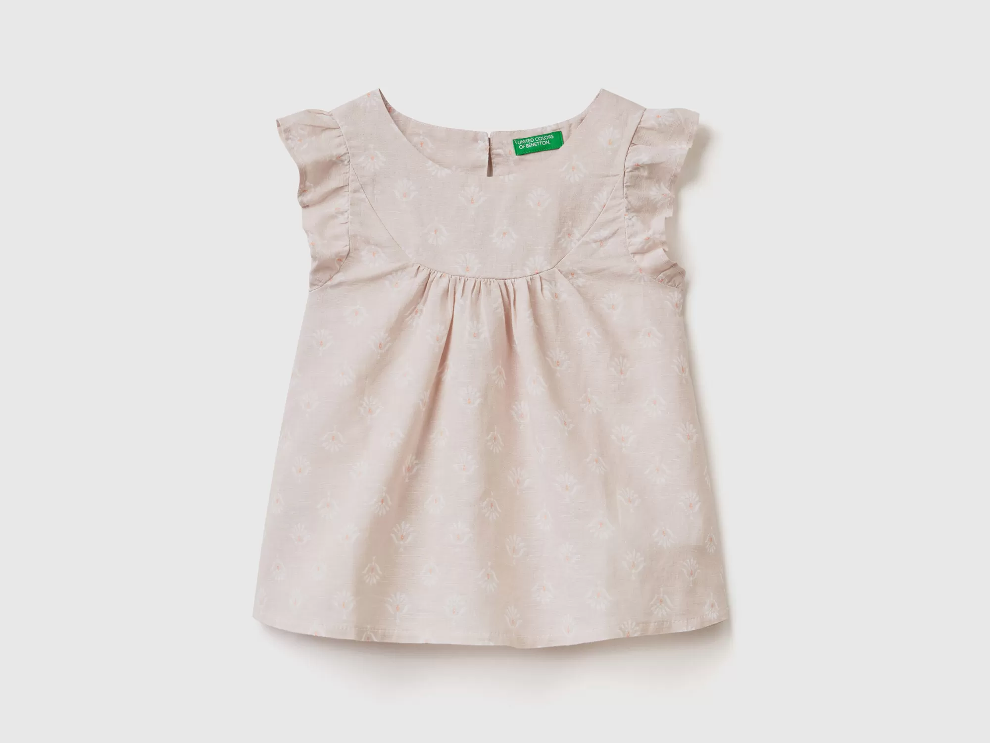 Benetton Blusa De Lino Mixto Estampada-Niños Camisetas Y Camisas