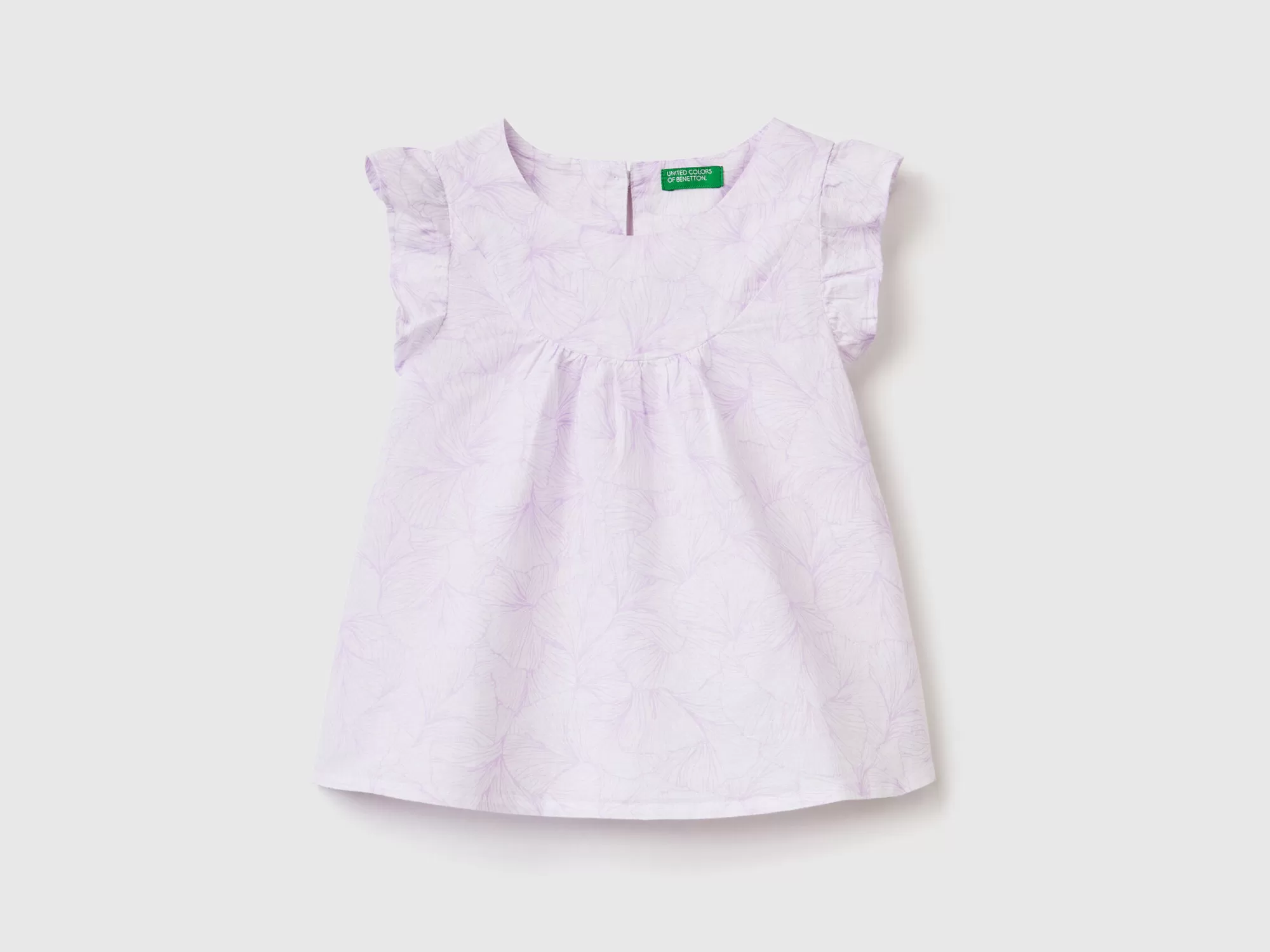 Benetton Blusa De Lino Mixto Estampada-Niños Camisetas Y Camisas