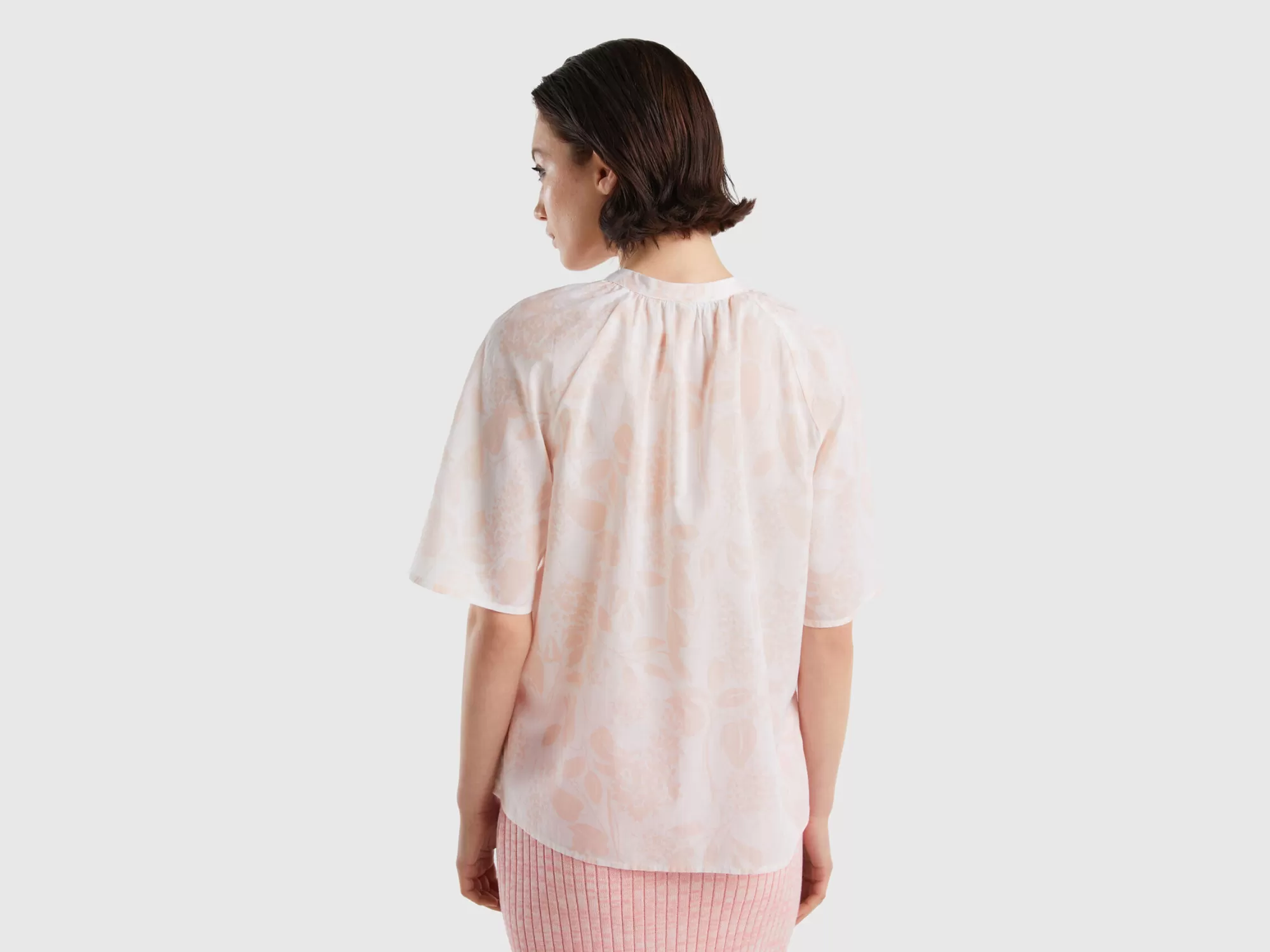 Benetton Blusa Estampada Con Lazo-Mujer Camisas Y Blusas