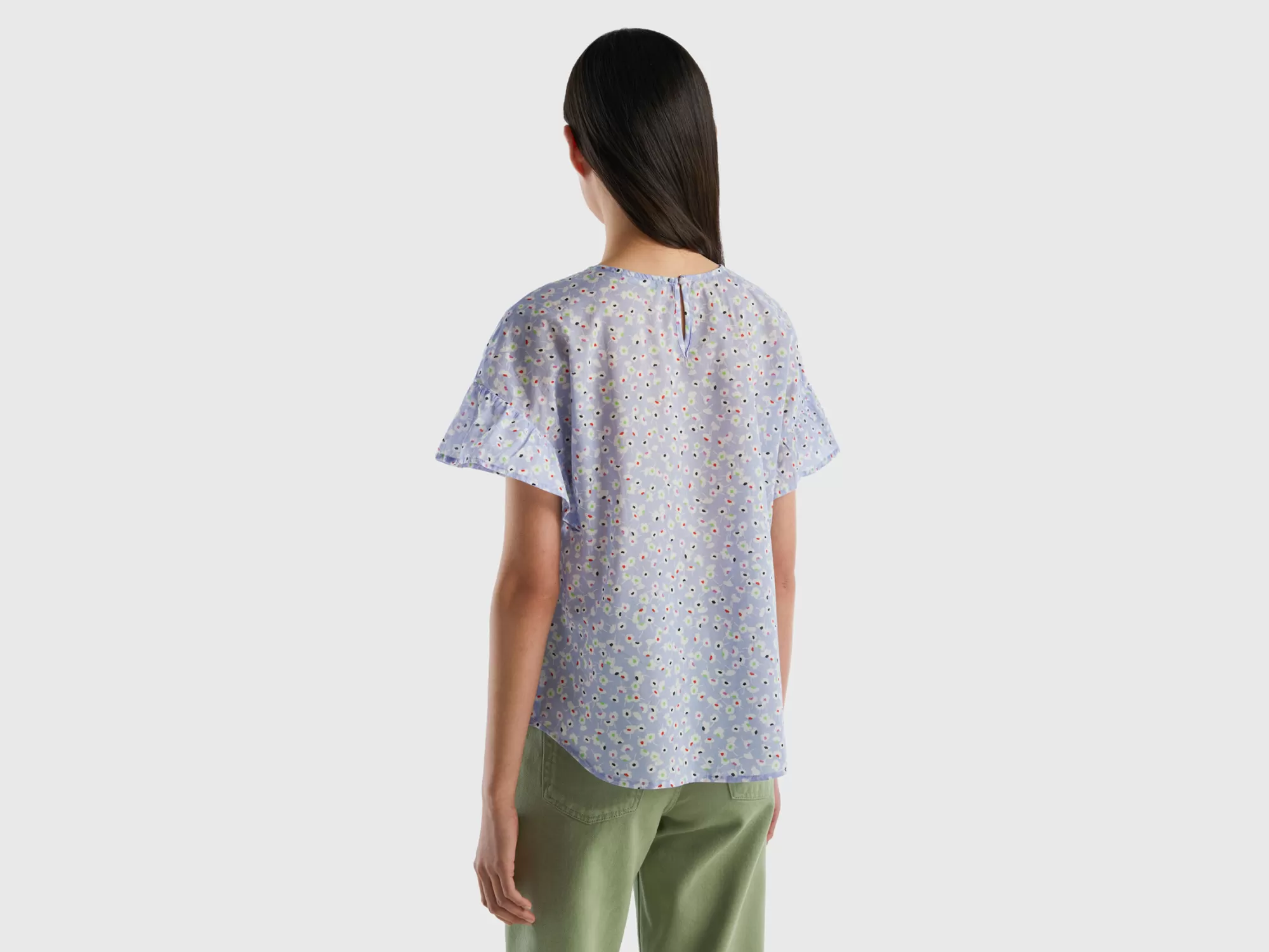 Benetton Blusa Estampada De 100 % Algodón-Mujer Camisas Y Blusas