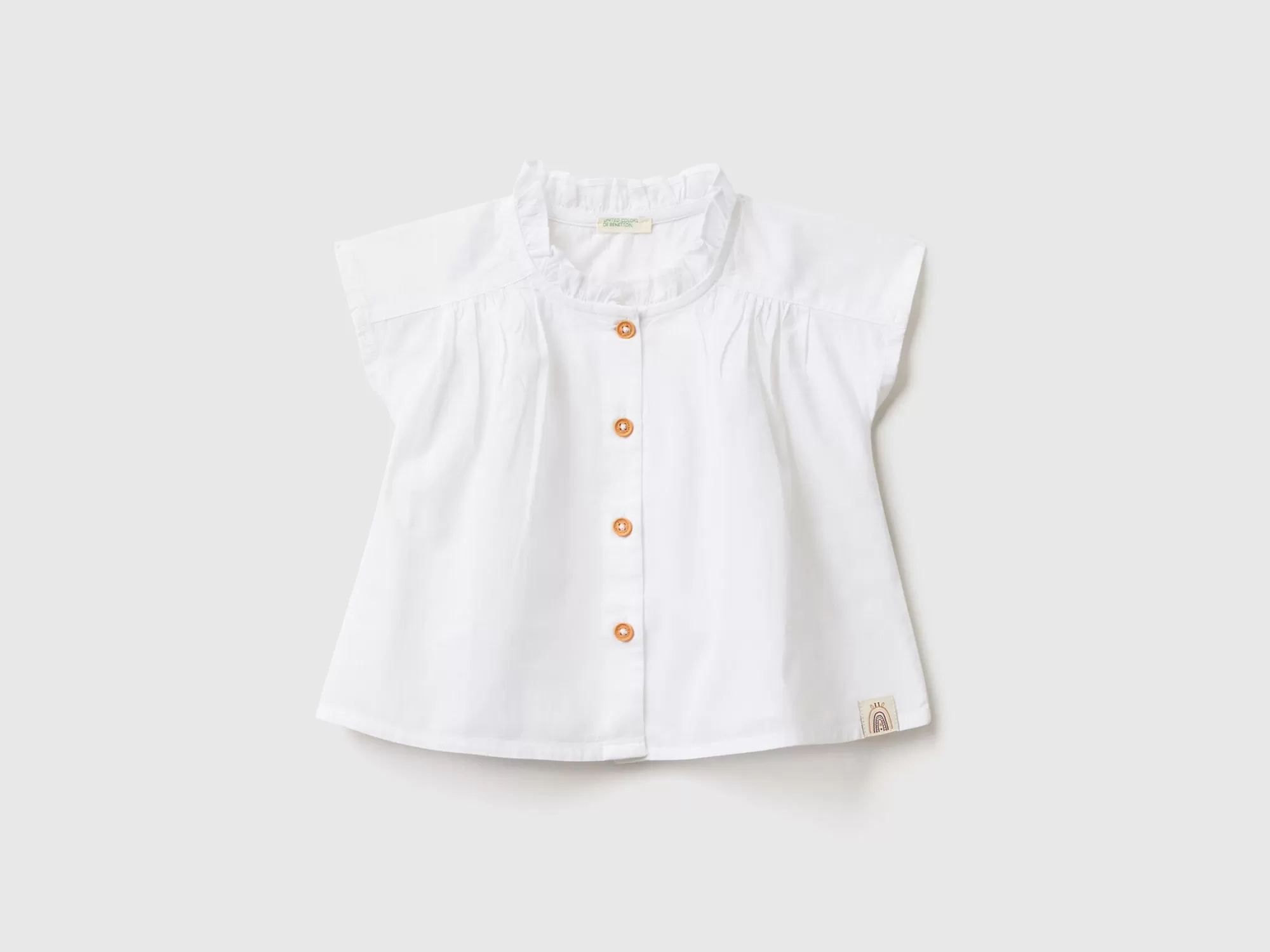 Benetton Blusa Ligera Con Volantes-Niños Camisas Y Polos