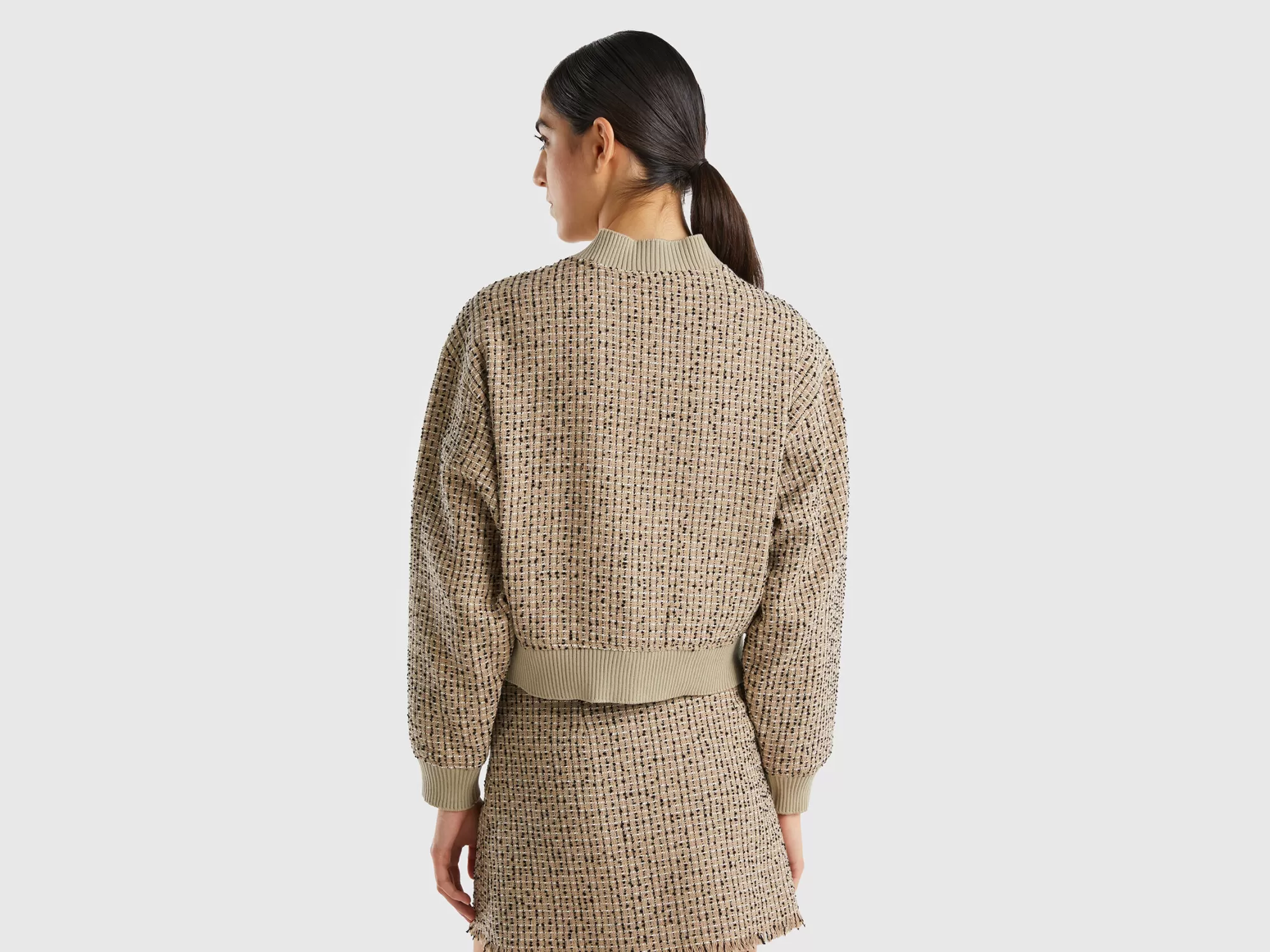 Benetton Bomber De Tweed-Mujer Chaquetas Y Abrigos