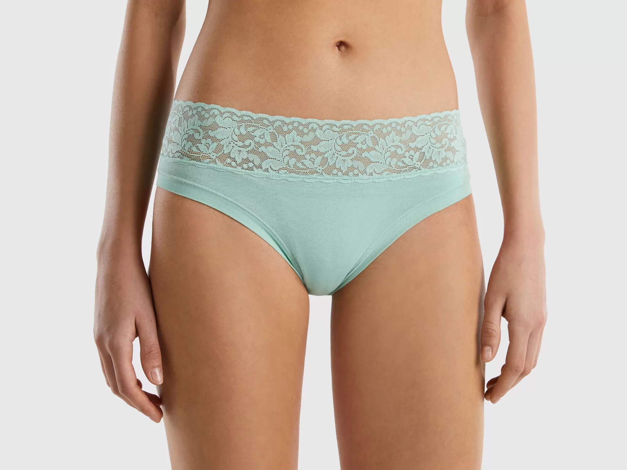 Benetton Braguita De Algodón Organico Super Stretch Con Encaje-Mujer Ropa Interior Y Pijamas