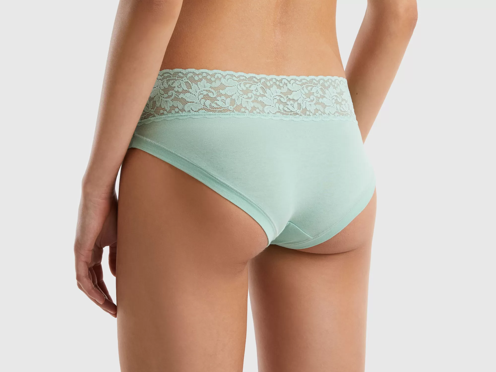 Benetton Braguita De Algodón Organico Super Stretch Con Encaje-Mujer Ropa Interior Y Pijamas