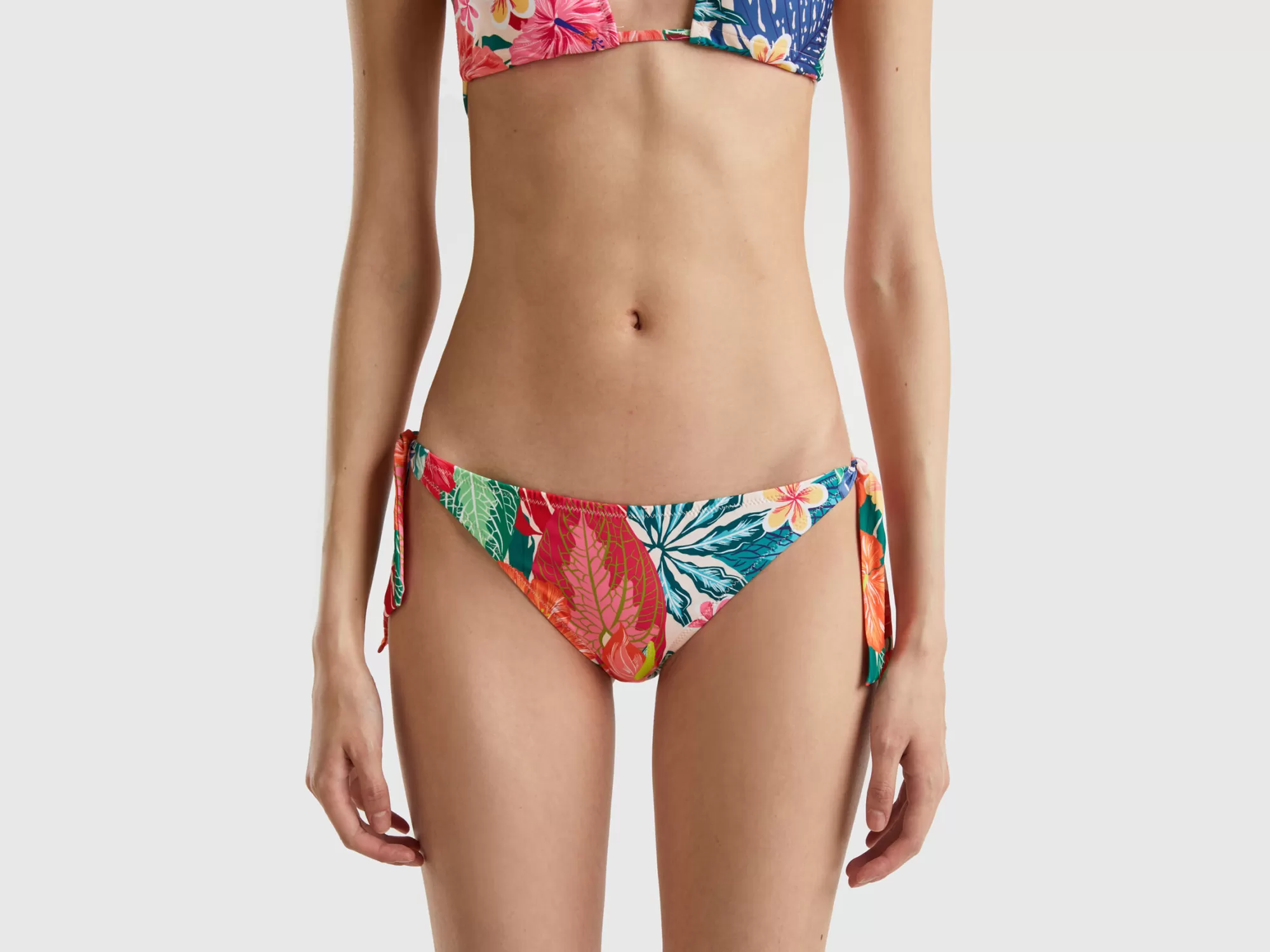 Benetton Braguita De Bikini De Flores Con Lazos-Mujer Banadores Y Ropa De Playa