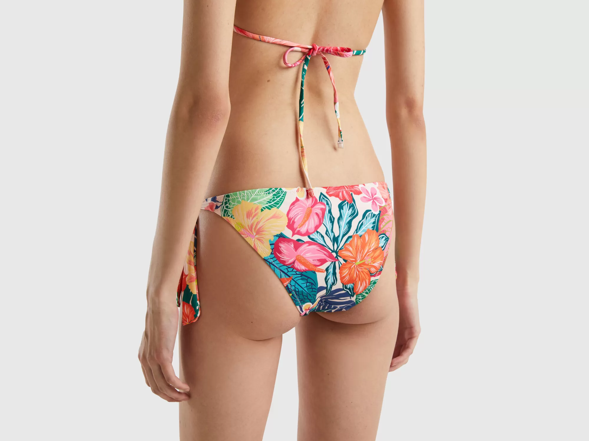 Benetton Braguita De Bikini De Flores Con Lazos-Mujer Banadores Y Ropa De Playa