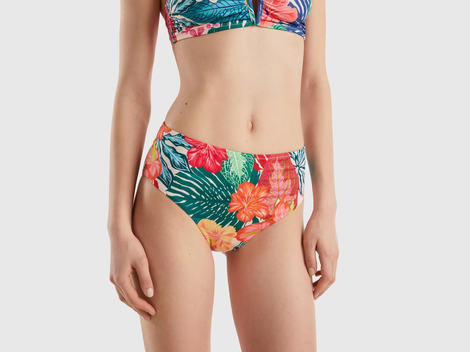 Benetton Braguita De Bikini De Talle Alto Con Flores-Mujer Banadores Y Ropa De Playa