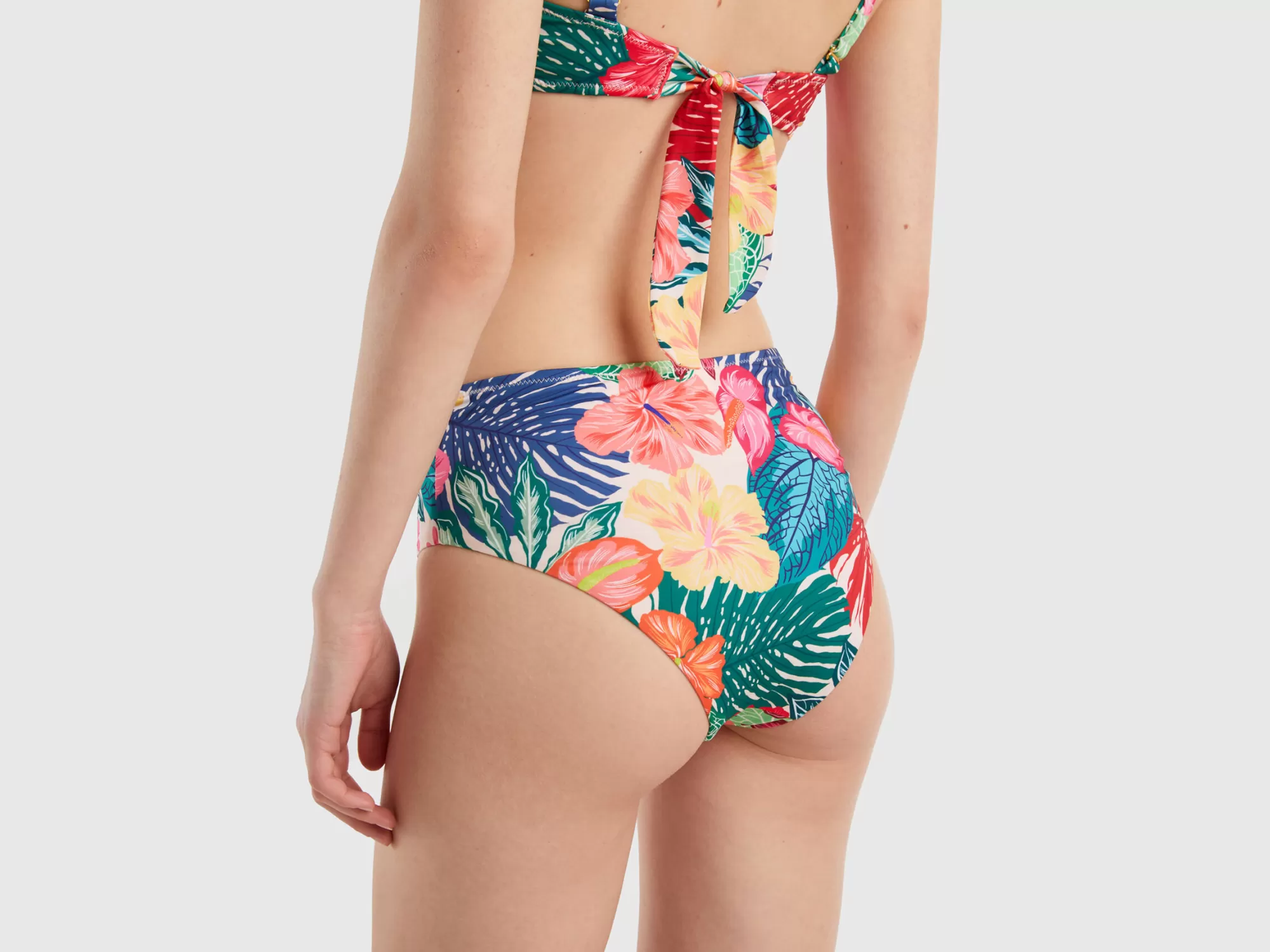 Benetton Braguita De Bikini De Talle Alto Con Flores-Mujer Banadores Y Ropa De Playa