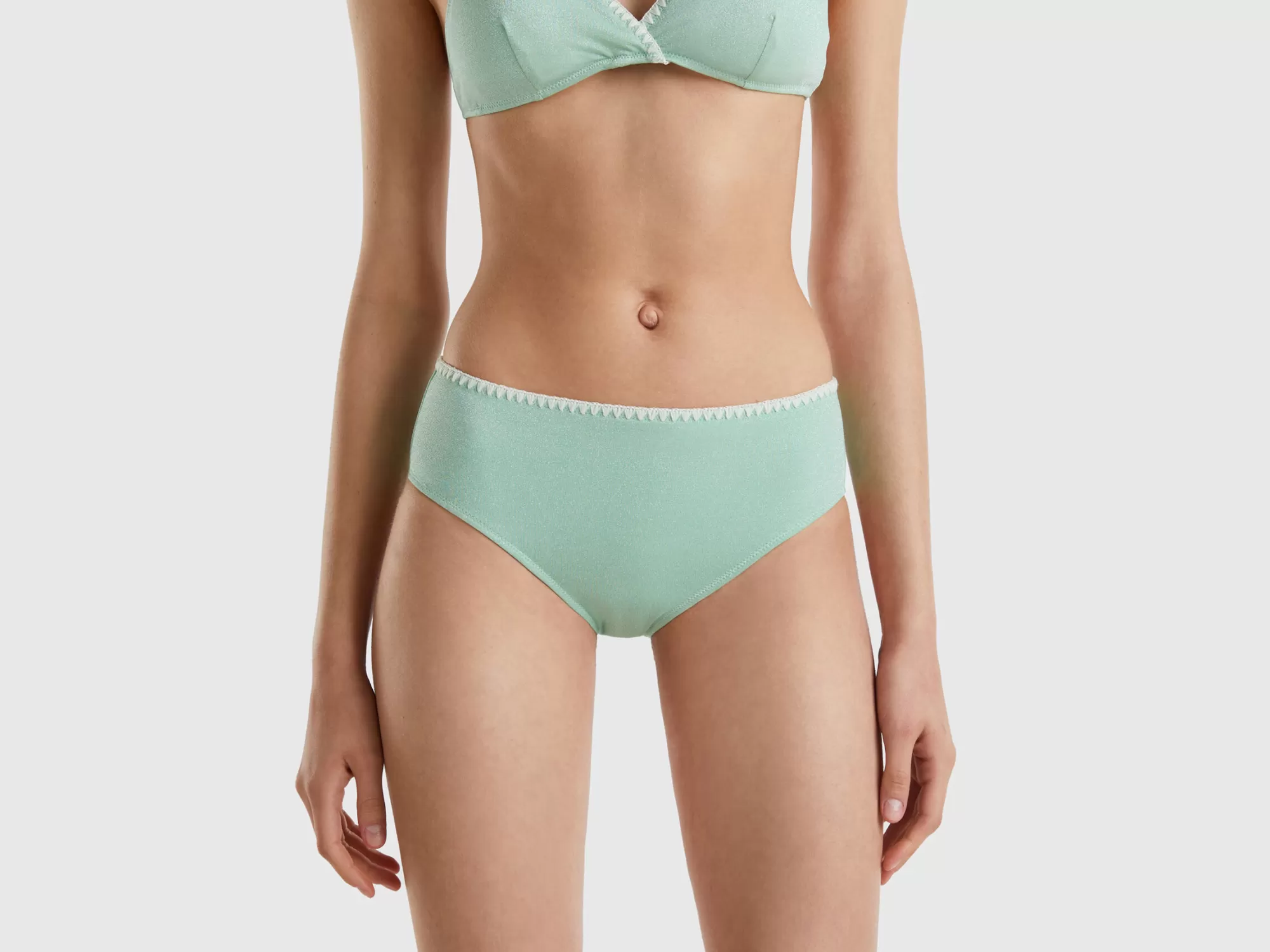 Benetton Braguita De Bikini Escotada Con Lurex Y Bordado-Mujer Banadores Y Ropa De Playa