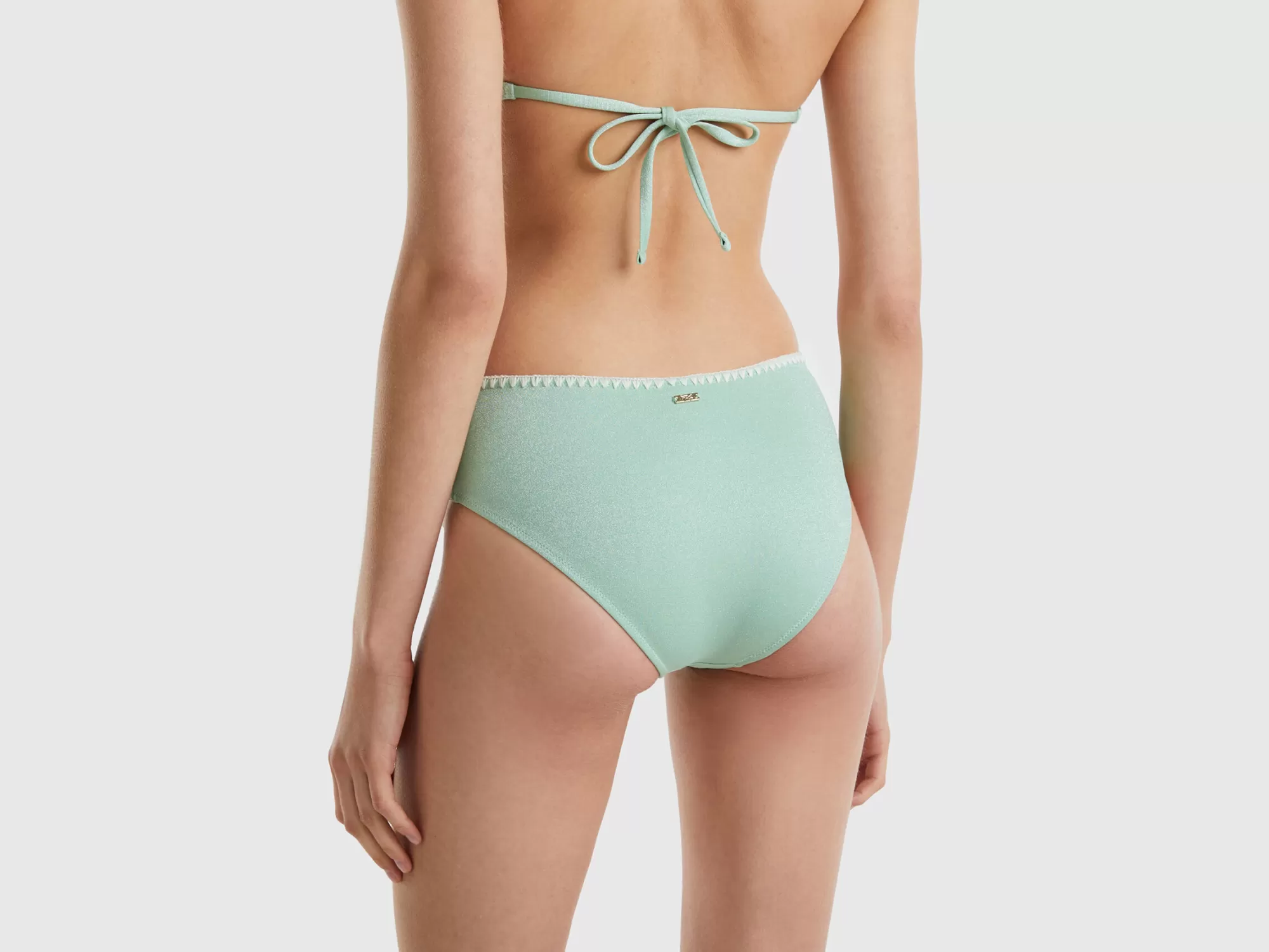 Benetton Braguita De Bikini Escotada Con Lurex Y Bordado-Mujer Banadores Y Ropa De Playa