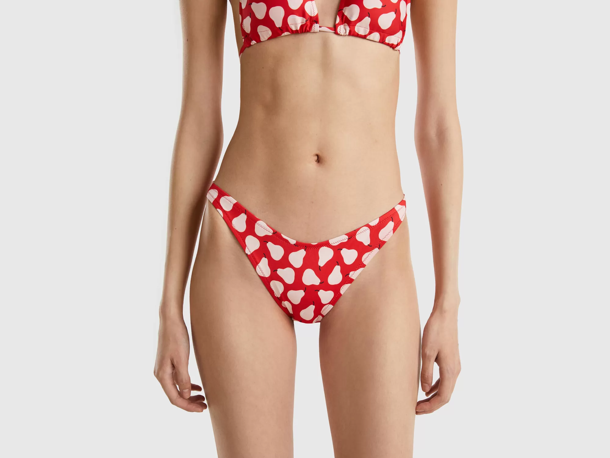 Benetton Braguita De Bikini Roja Con Estampado De Peras-Mujer Banadores Y Ropa De Playa