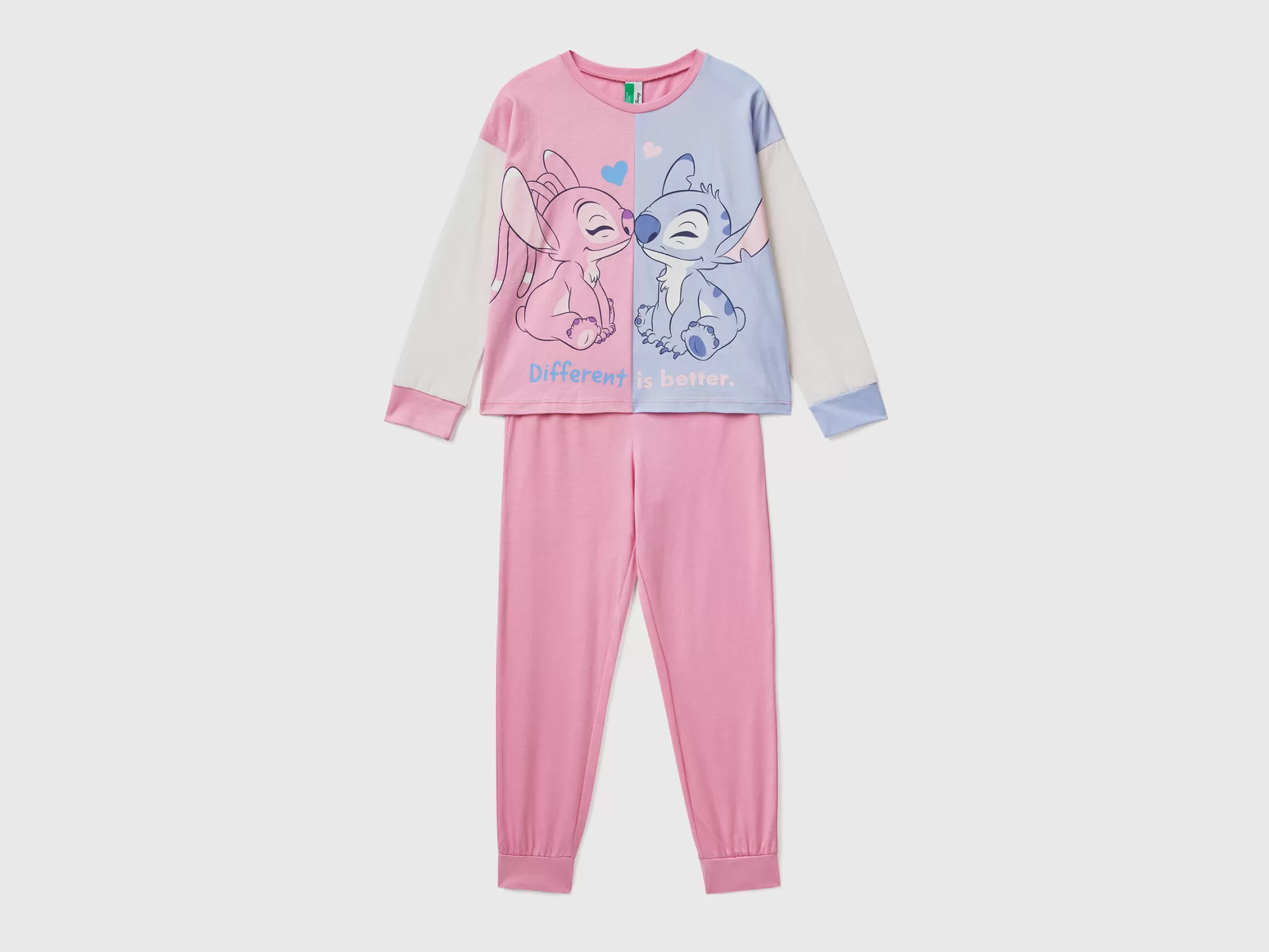 Benetton Calido Pijama De Stitch Y Angel Con Glitter-Niños Ropa Interior Y Pijamas