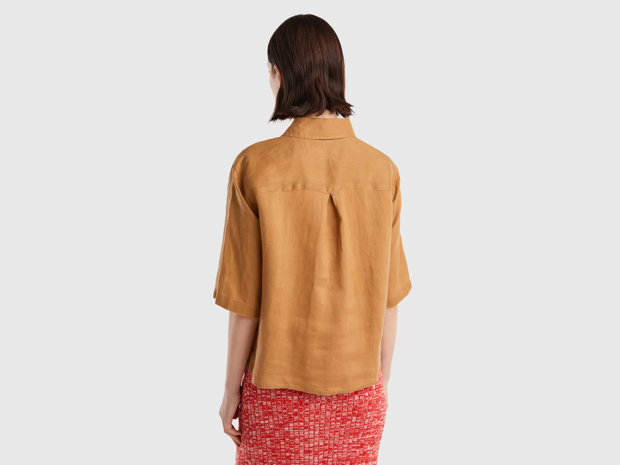 Benetton Camisa Corta De Puro Lino-Mujer Camisas Y Blusas