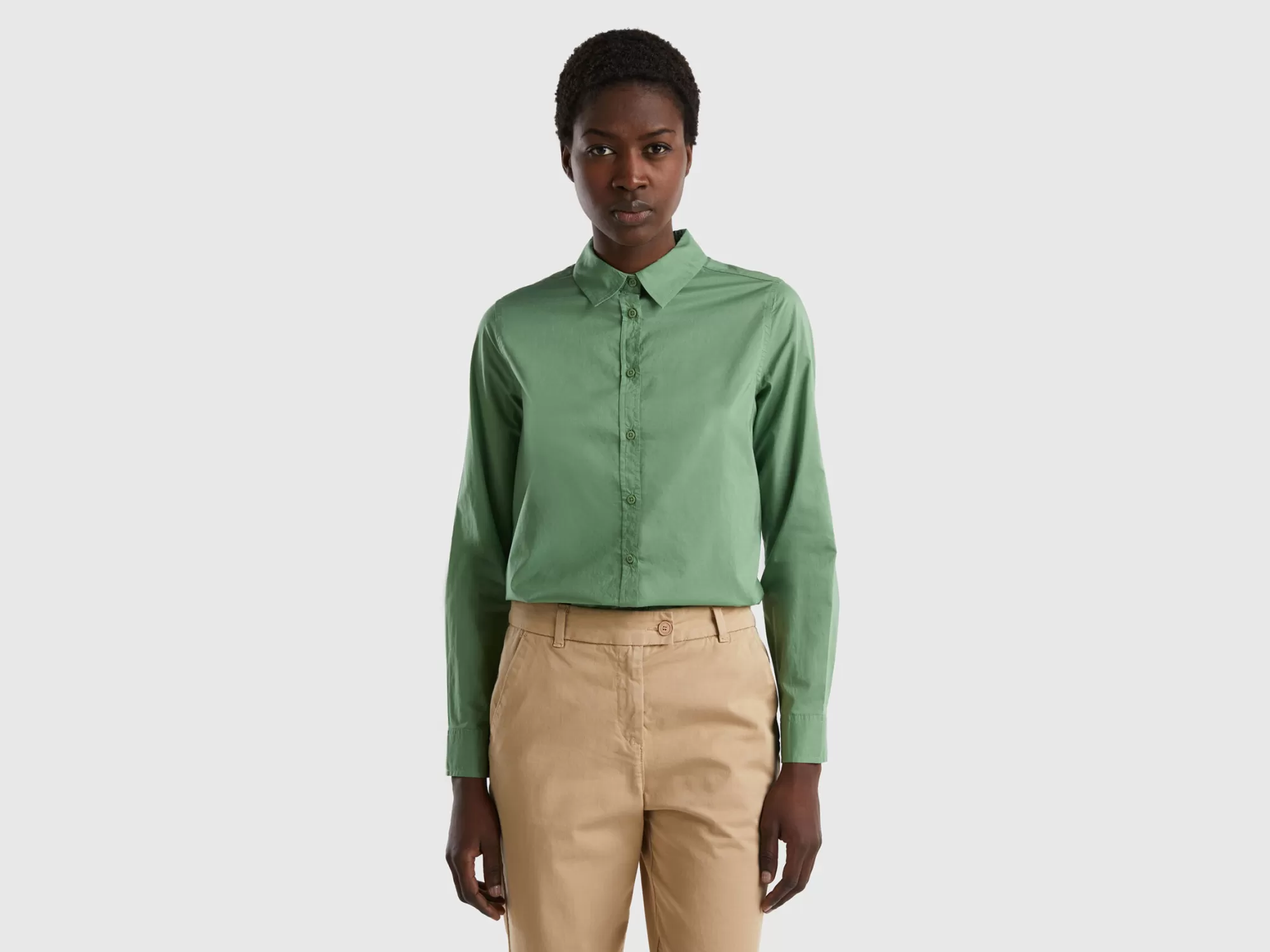 Benetton Camisa De Algodón Ligero-Mujer Camisas Y Blusas