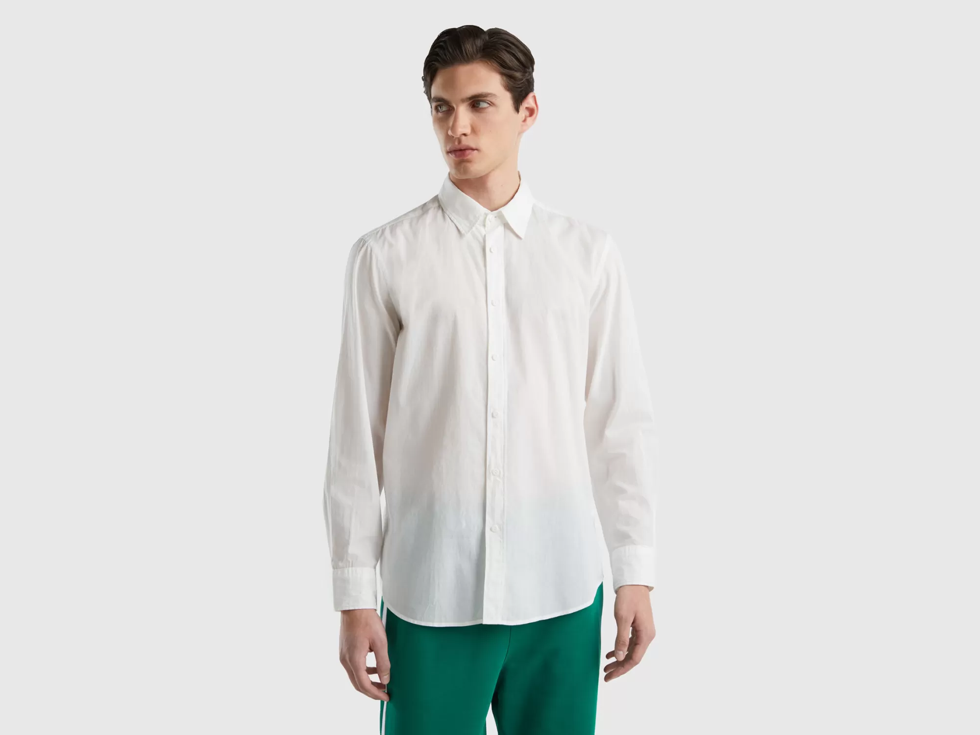 Benetton Camisa De Algodón Ligero-Hombre Camisas