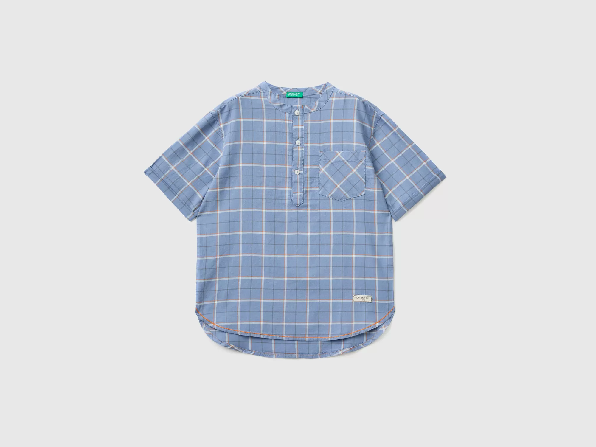 Benetton Camisa De Cuadros Con Cuello Mao-Niños Camisetas Y Camisas