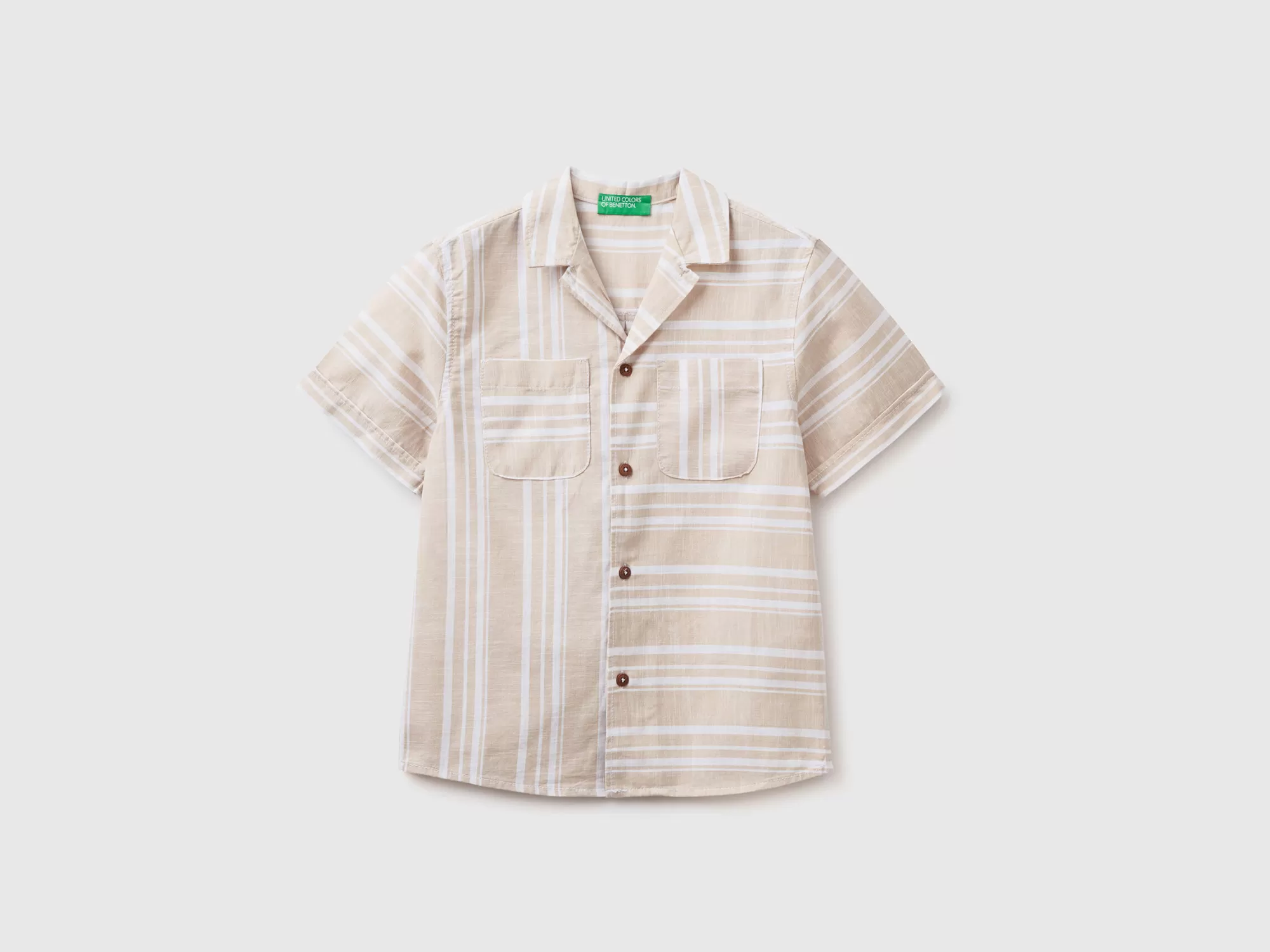 Benetton Camisa De Manga Corta De Rayas-Niños Camisetas Y Camisas