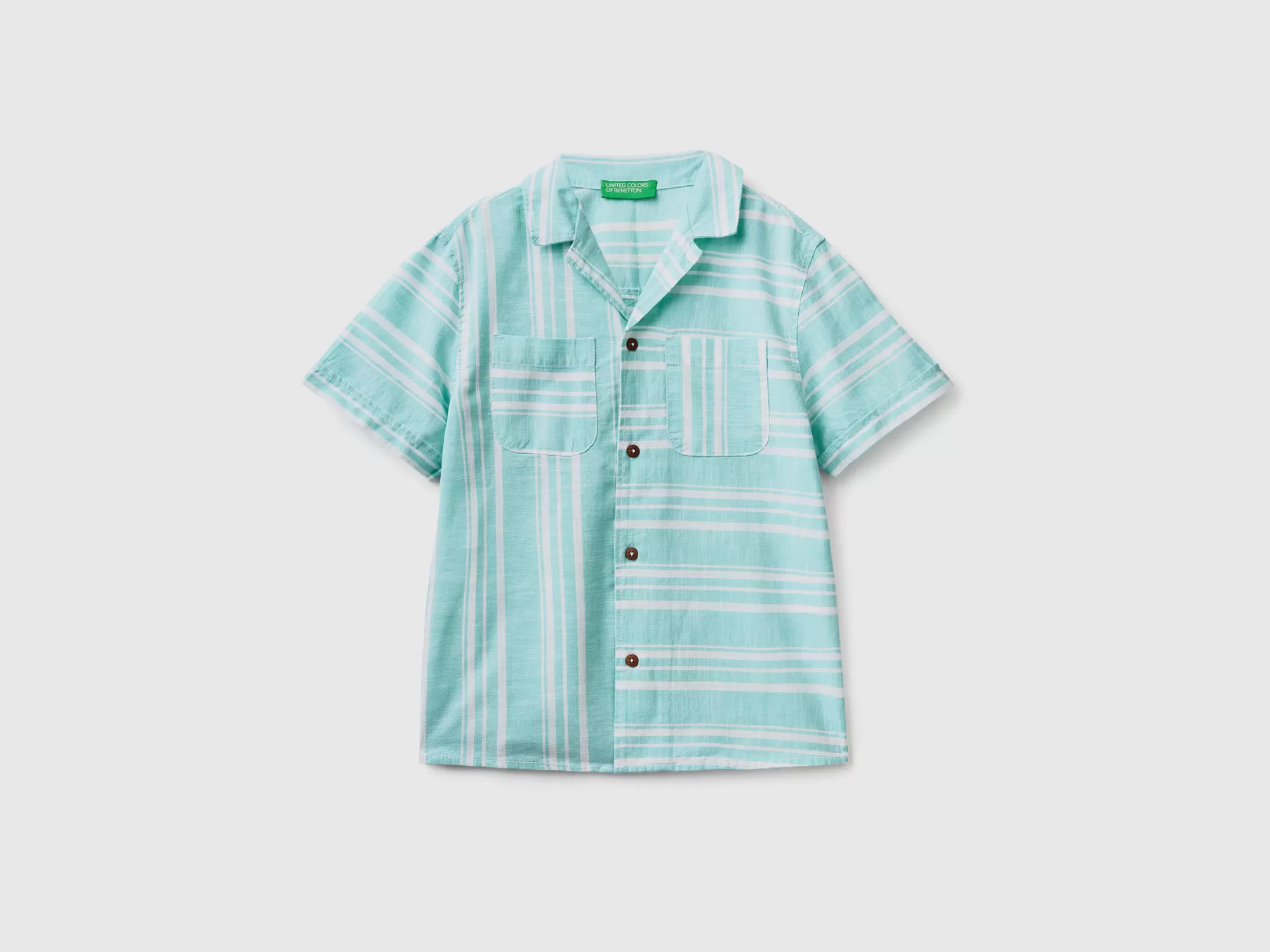 Benetton Camisa De Manga Corta De Rayas-Niños Camisetas Y Camisas