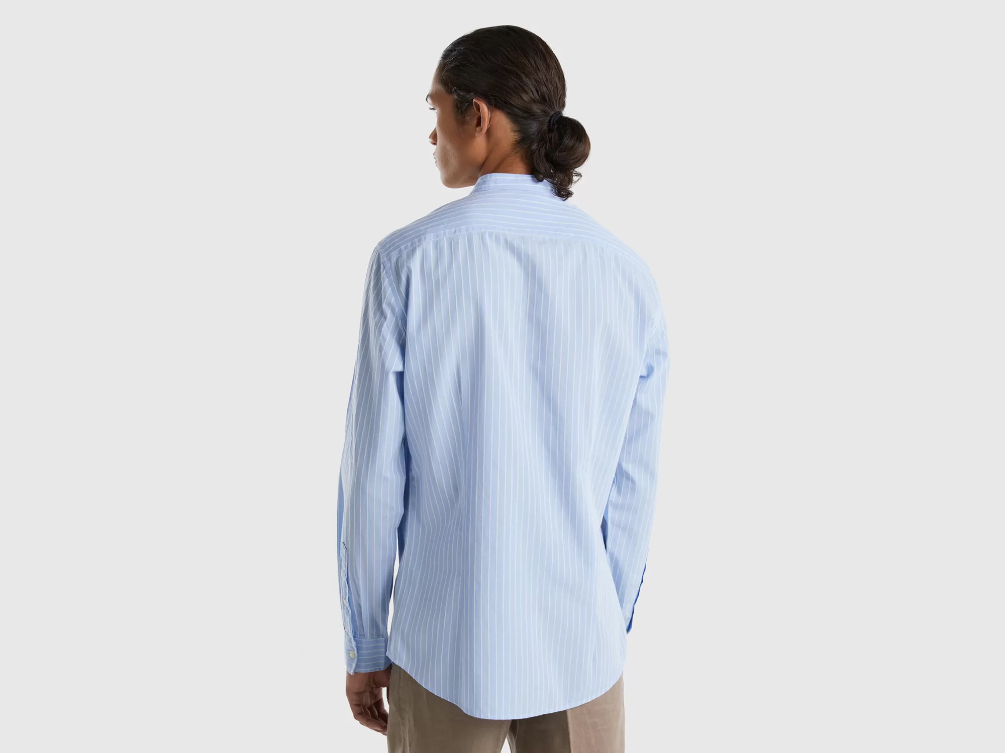 Benetton Camisa De Rayas De 100 % Algodón-Hombre Camisas