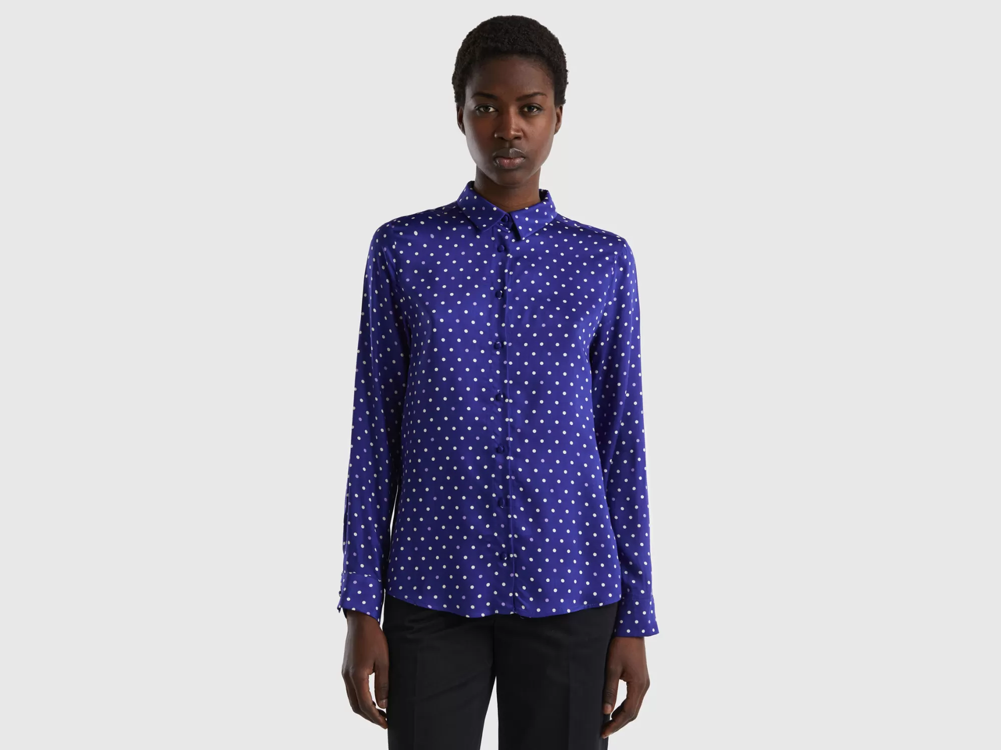 Benetton Camisa De Viscosa Estampada-Mujer Camisas Y Blusas