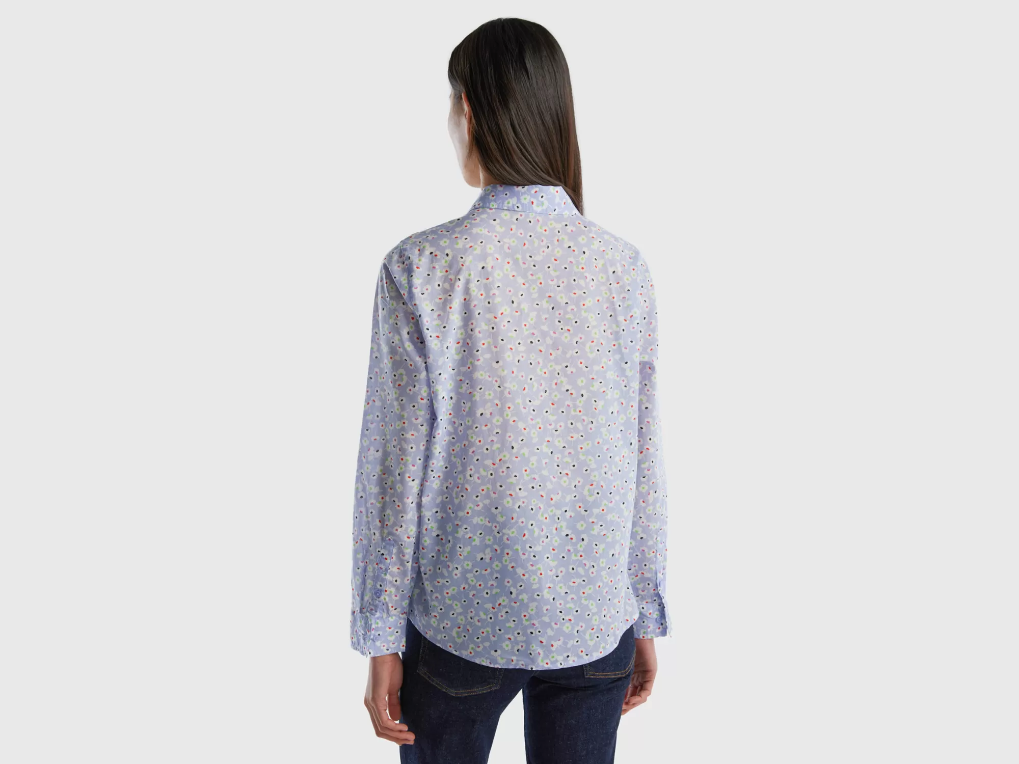 Benetton Camisa Estampada De 100 % Algodón-Mujer Camisas Y Blusas