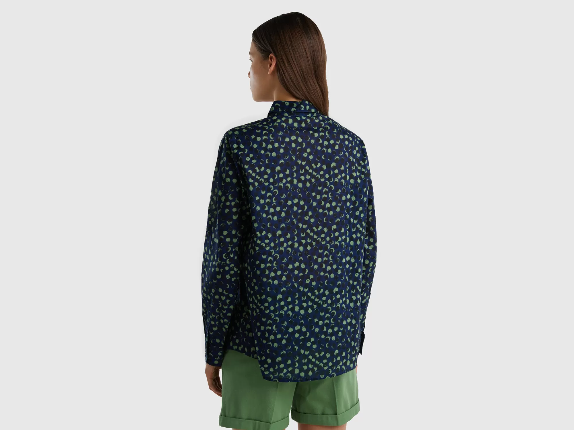 Benetton Camisa Estampada De 100 % Algodón-Mujer Camisas Y Blusas