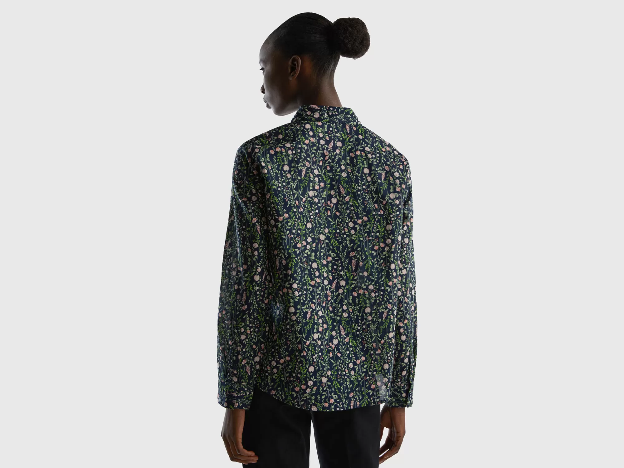 Benetton Camisa Estampada De 100 % Algodón-Mujer Camisas Y Blusas