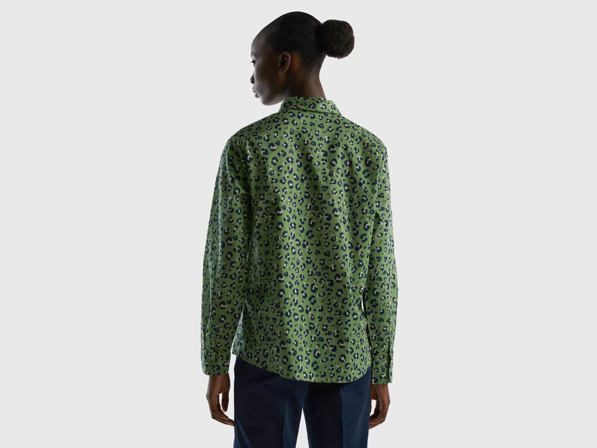 Benetton Camisa Estampada De 100 % Algodón-Mujer Camisas Y Blusas