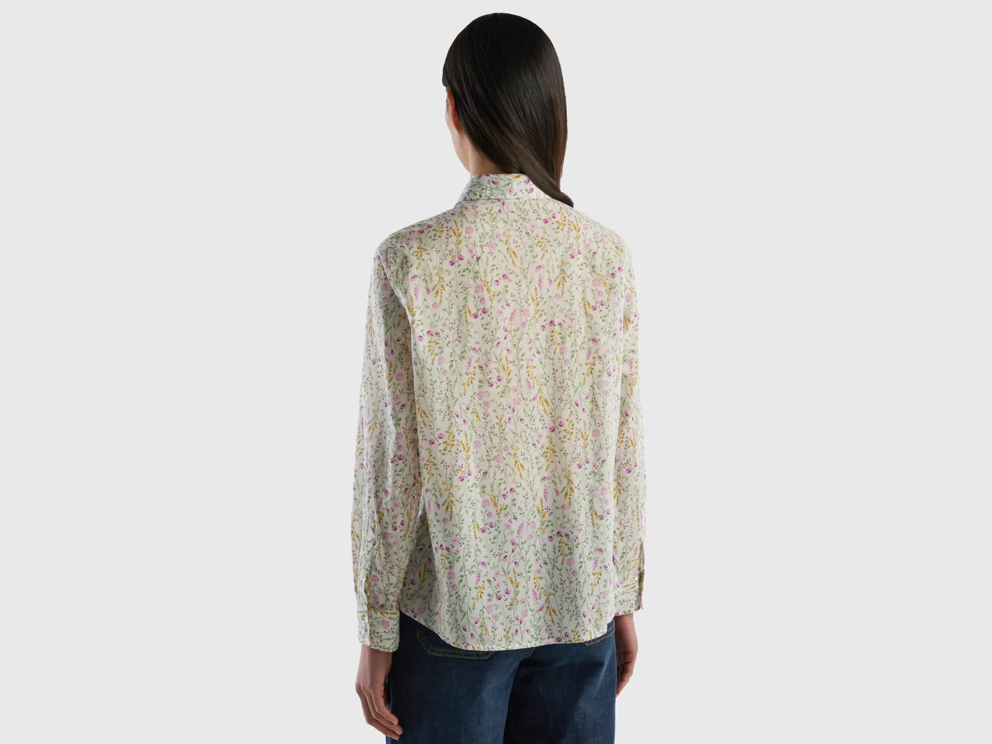 Benetton Camisa Estampada De 100 % Algodón-Mujer Camisas Y Blusas