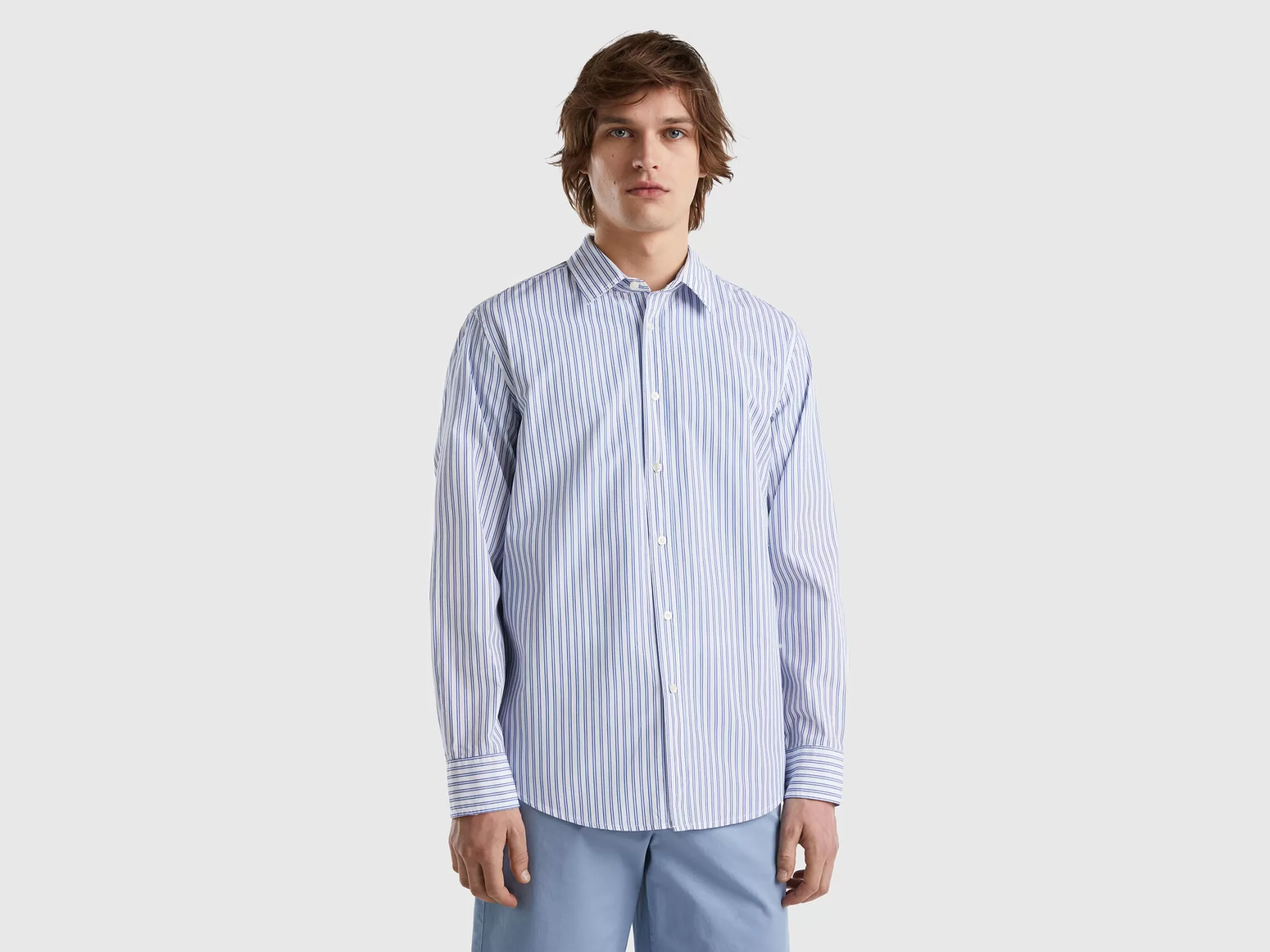 Benetton Camisa Estampada De 100 % Algodón Organico-Hombre Camisas