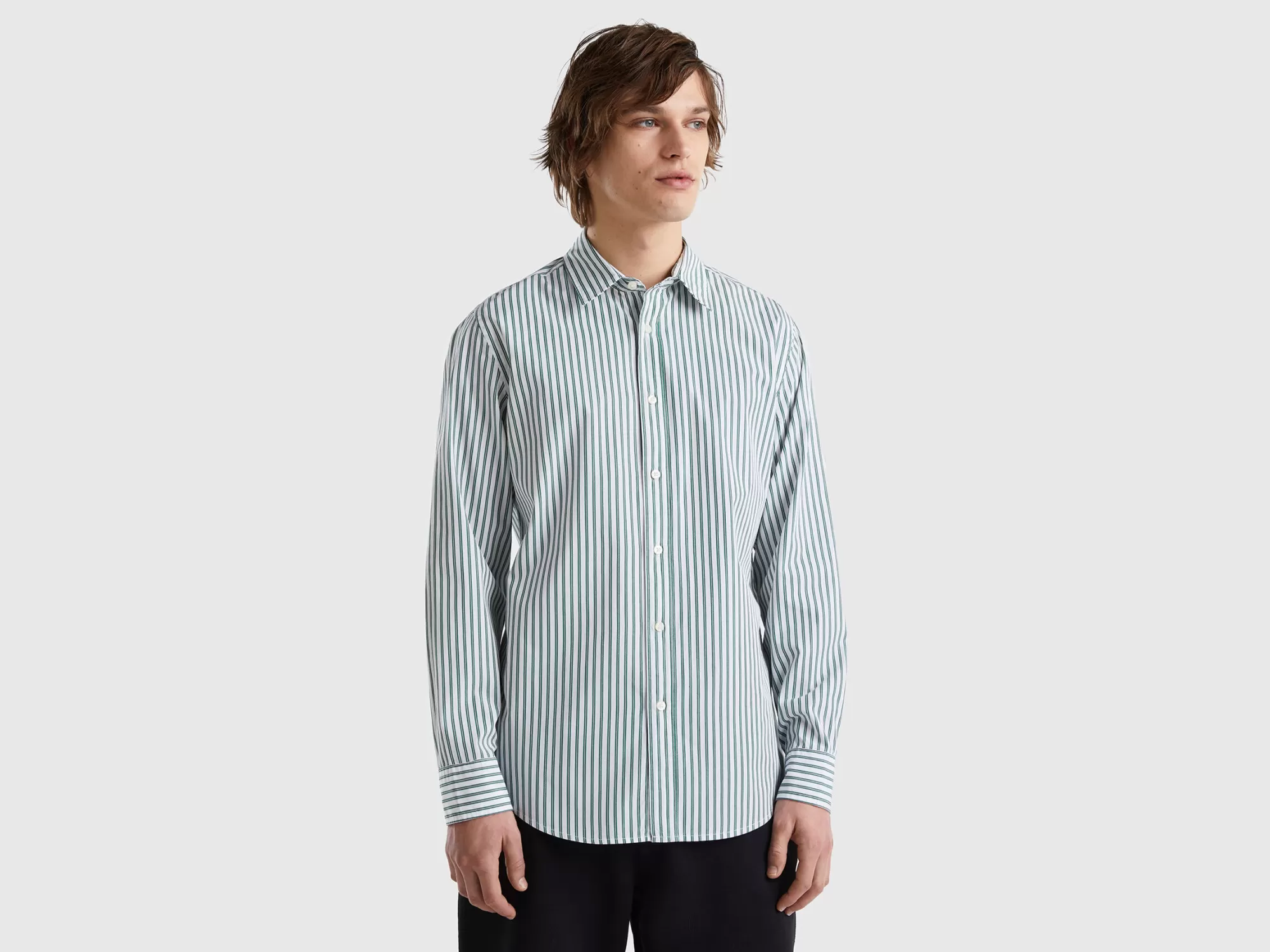 Benetton Camisa Estampada De 100 % Algodón Organico-Hombre Camisas