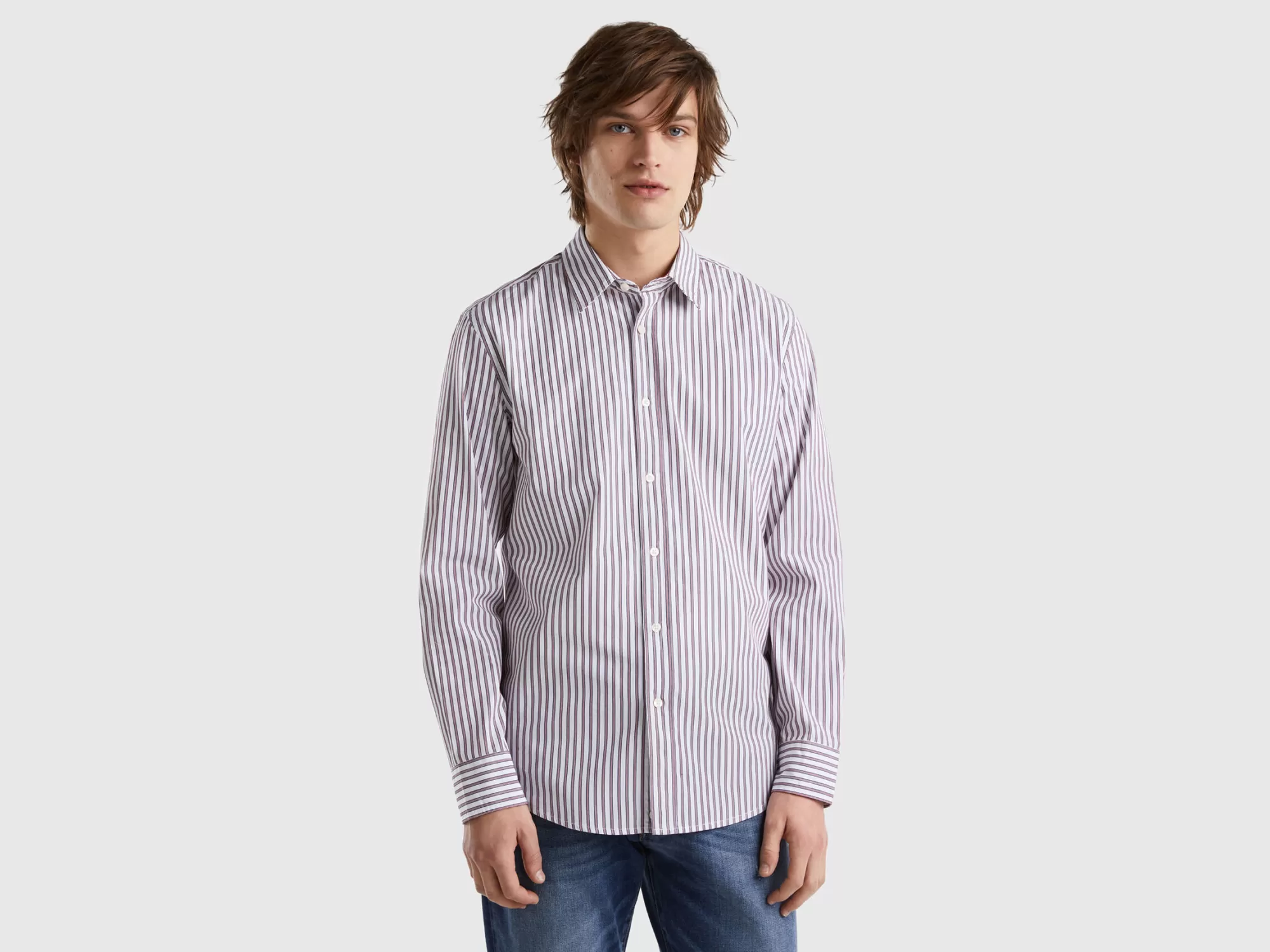 Benetton Camisa Estampada De 100 % Algodón Organico-Hombre Camisas