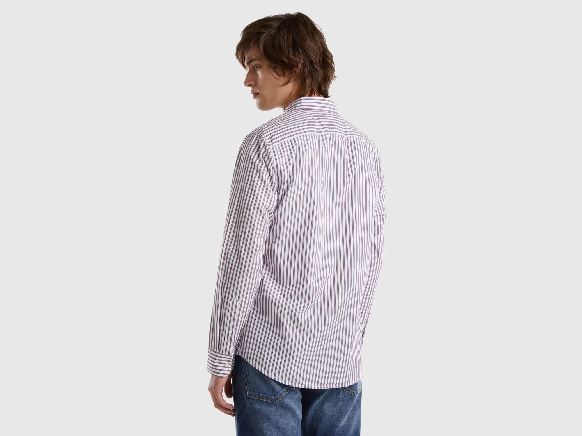 Benetton Camisa Estampada De 100 % Algodón Organico-Hombre Camisas