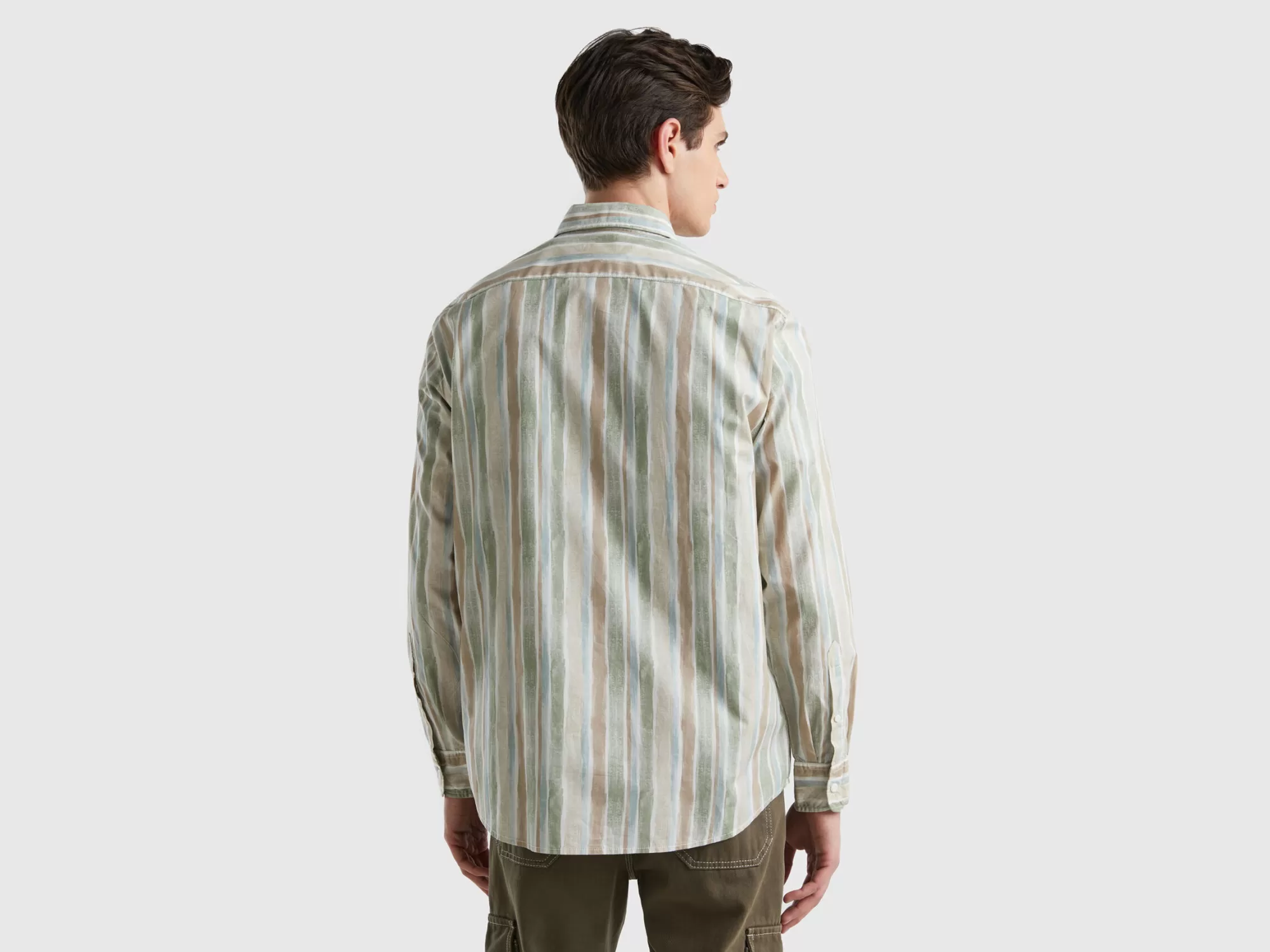 Benetton Camisa Estampada De Algodón Ligero-Hombre Camisas