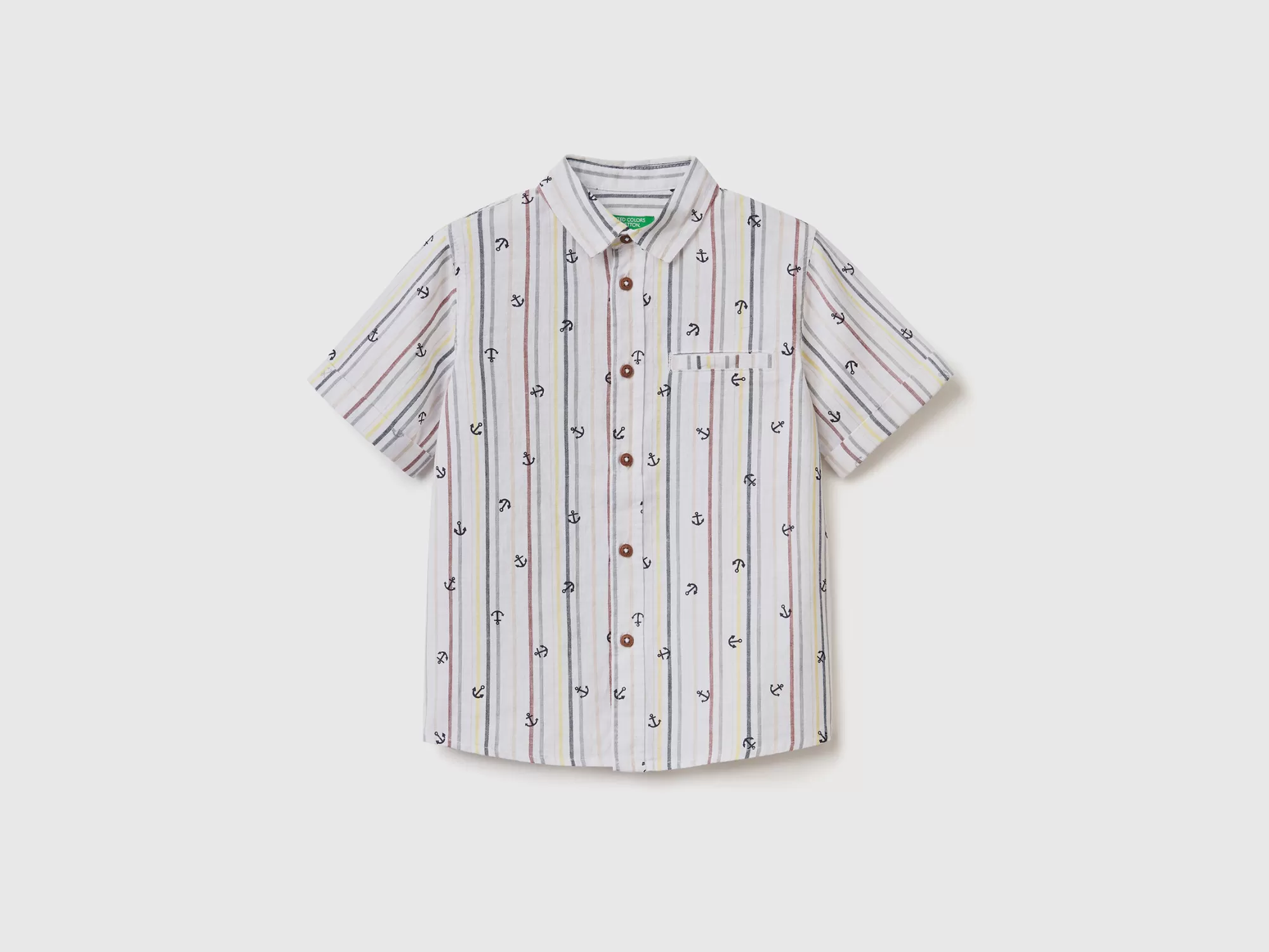 Benetton Camisa Estampada De Lino Mixto-Niños Camisetas Y Camisas