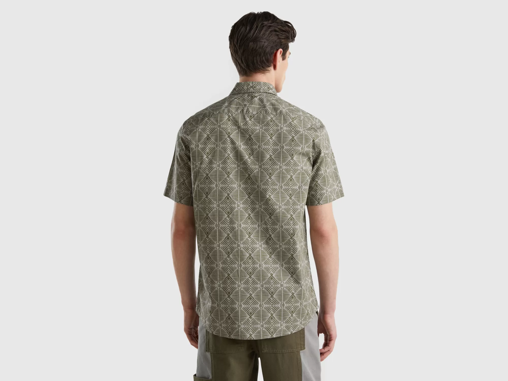 Benetton Camisa Estampada De Manga Corta-Hombre Camisas