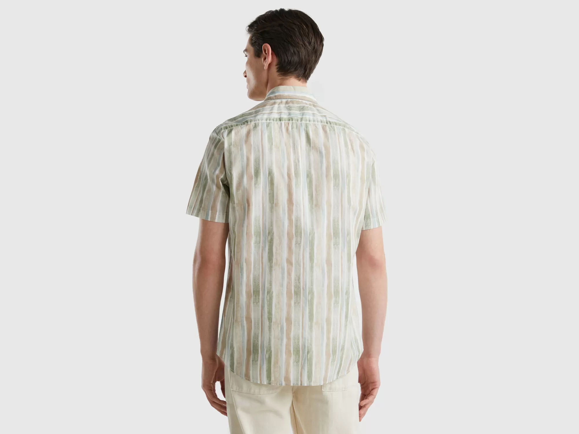 Benetton Camisa Estampada De Manga Corta-Hombre Camisas