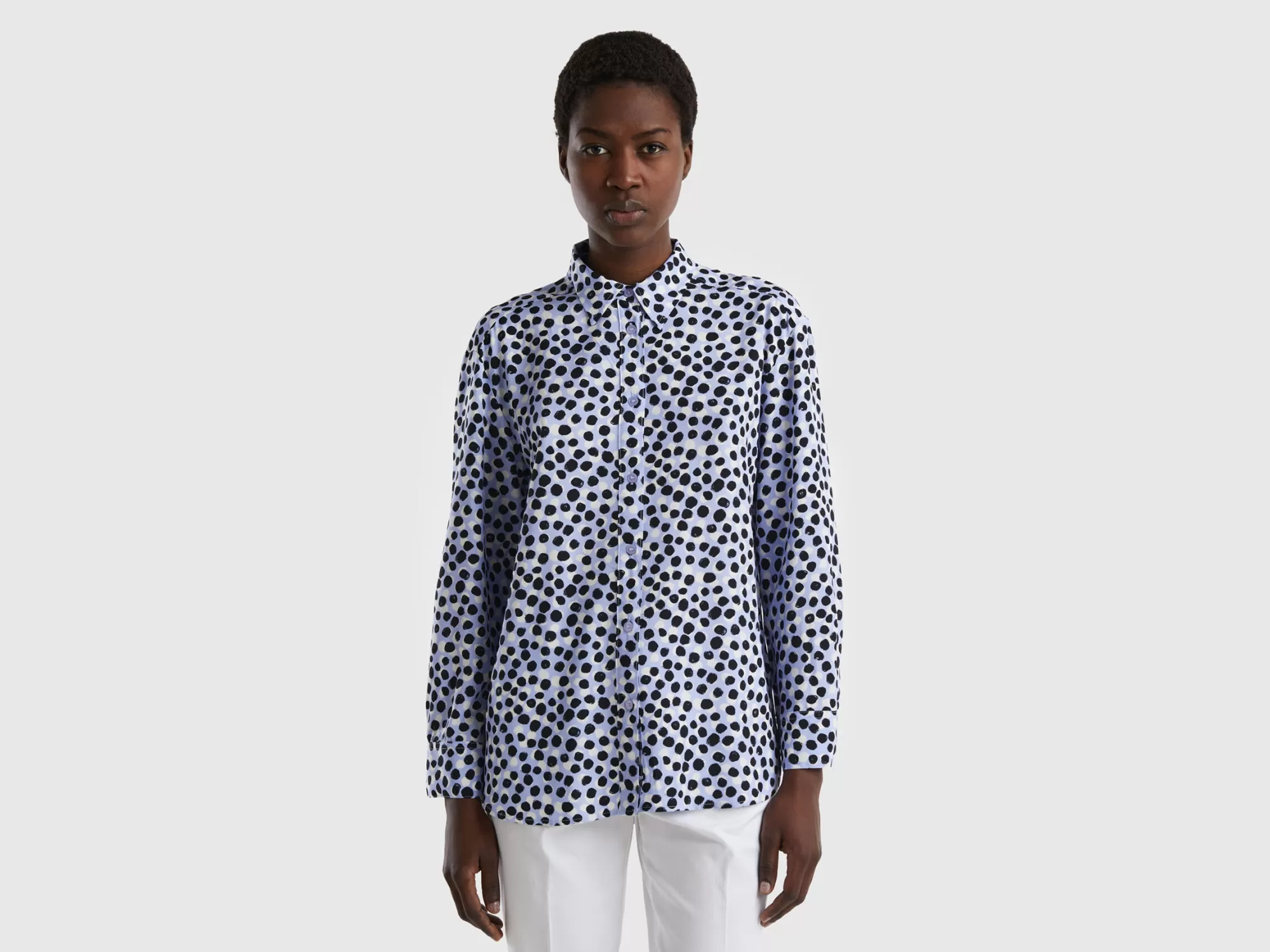 Benetton Camisa Estampada De Viscosa Sostenible-Mujer Camisas Y Blusas