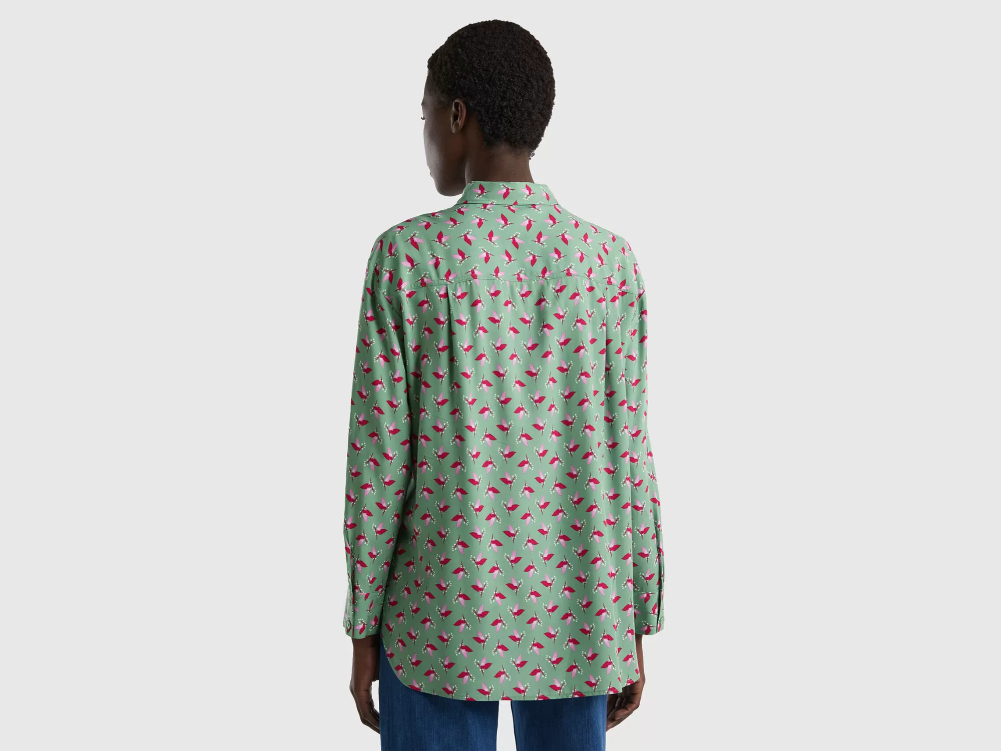 Benetton Camisa Estampada De Viscosa Sostenible-Mujer Camisas Y Blusas