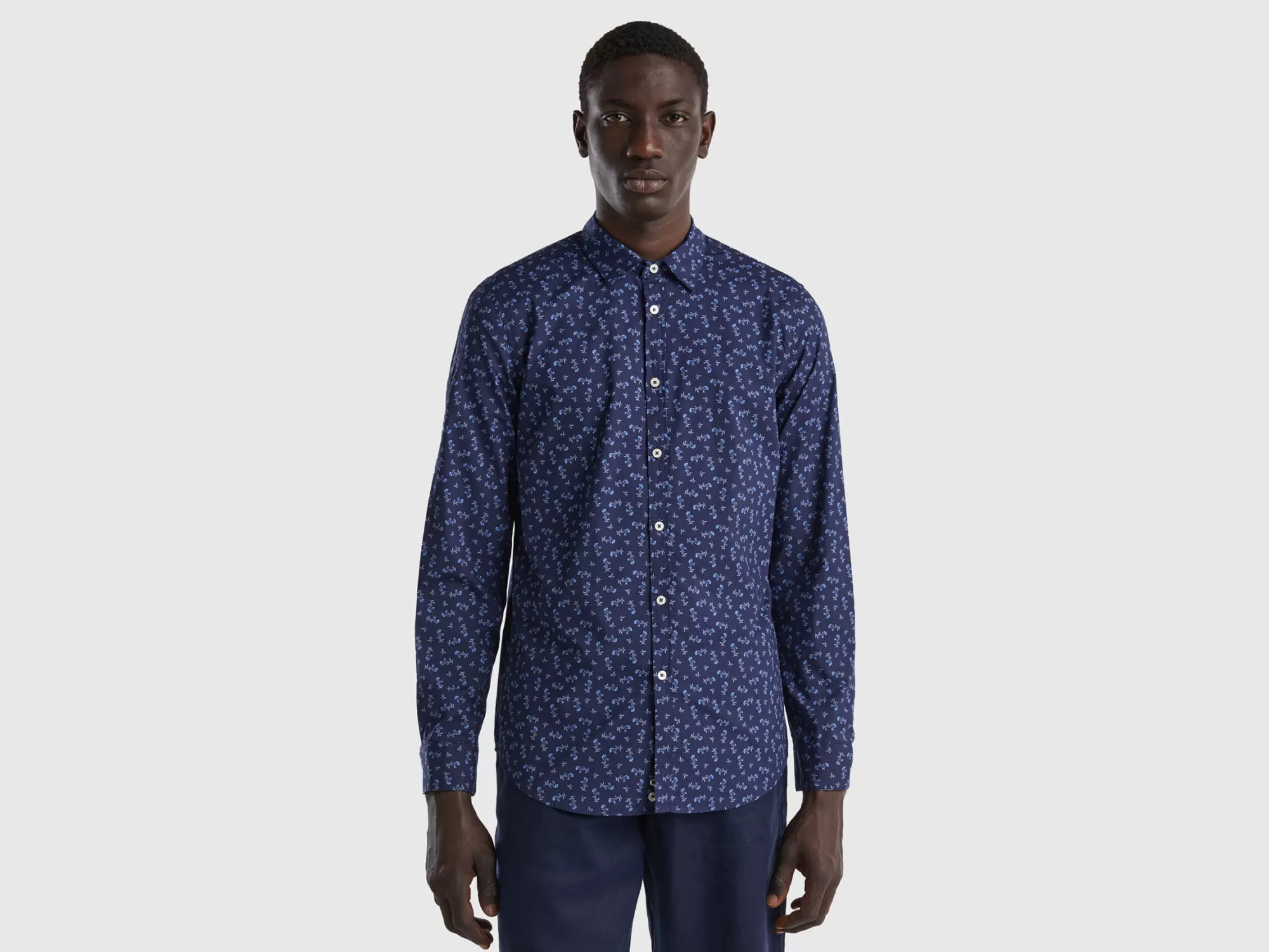 Benetton Camisa Estampada Slim Fit-Hombre Camisas