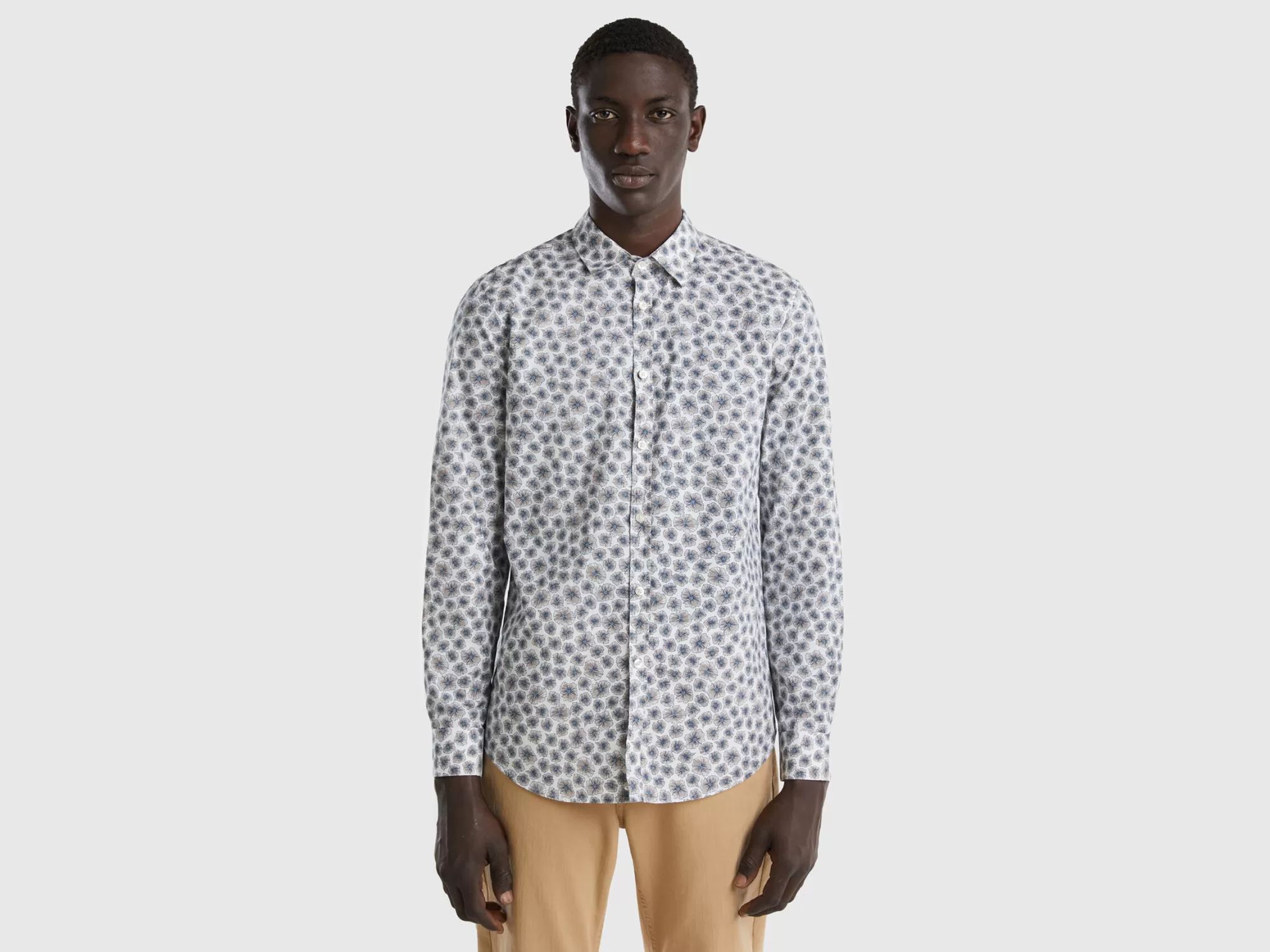 Benetton Camisa Estampada Slim Fit-Hombre Camisas